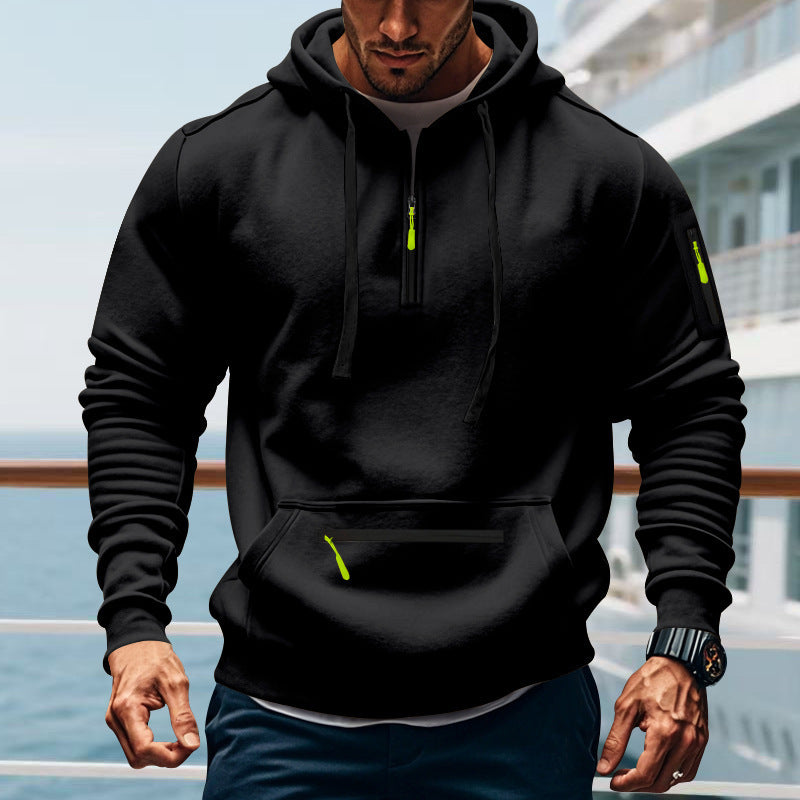 Casual Men's Sports Cargo Hoodie Regular Sleeve