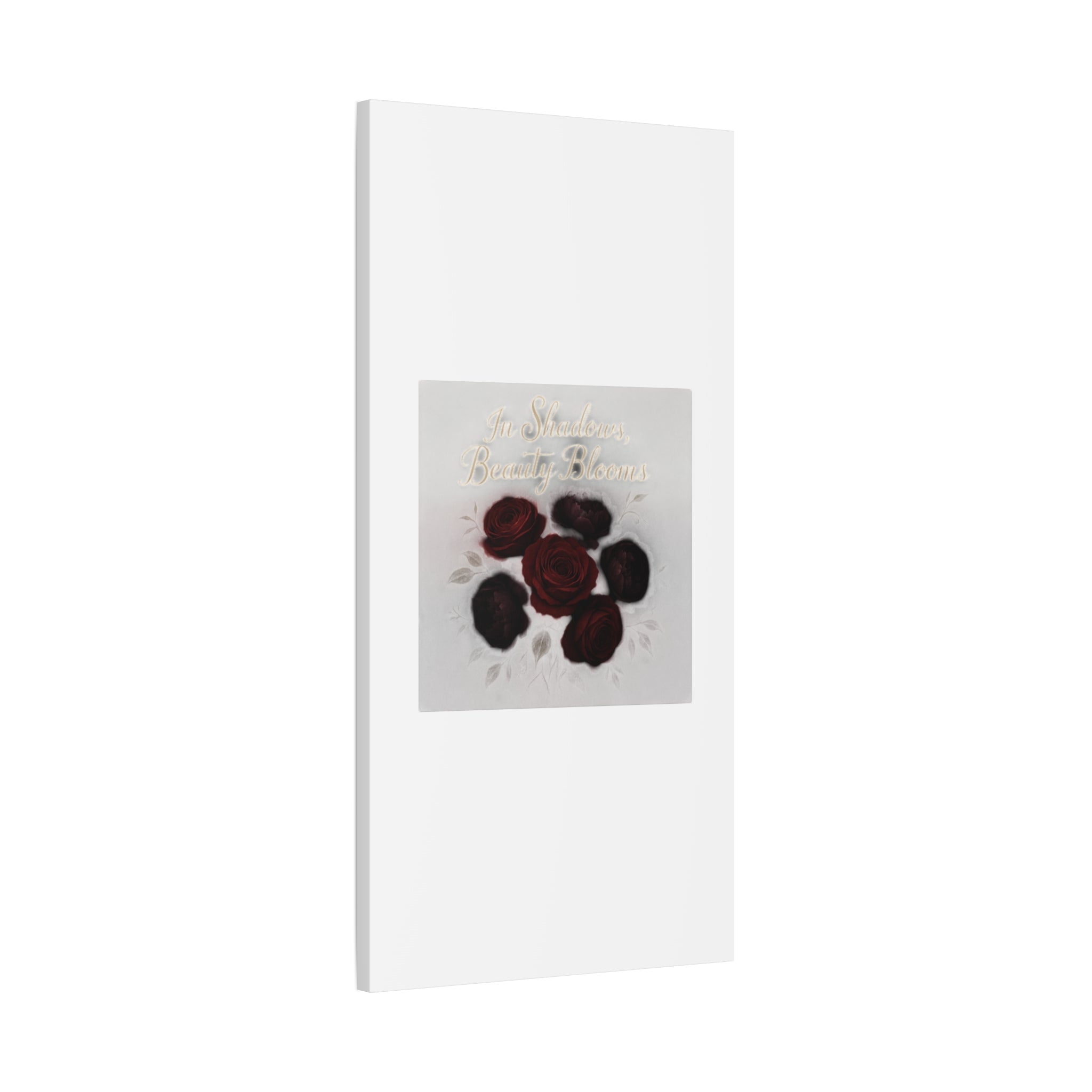Canvas Wall Art - "In Shadows, Beauty Blooms" Dark Red Roses Stretched 1.25"