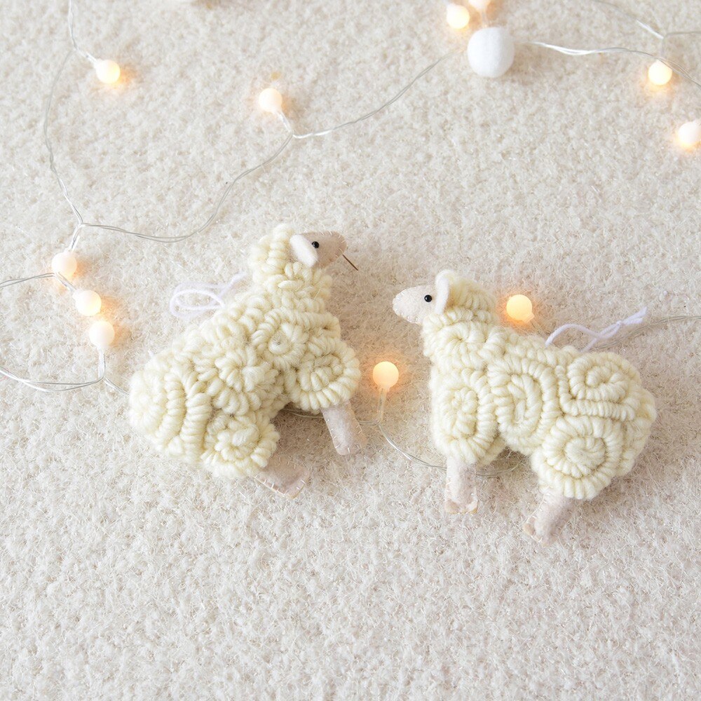 Wool felt little sheep Christmas pendant