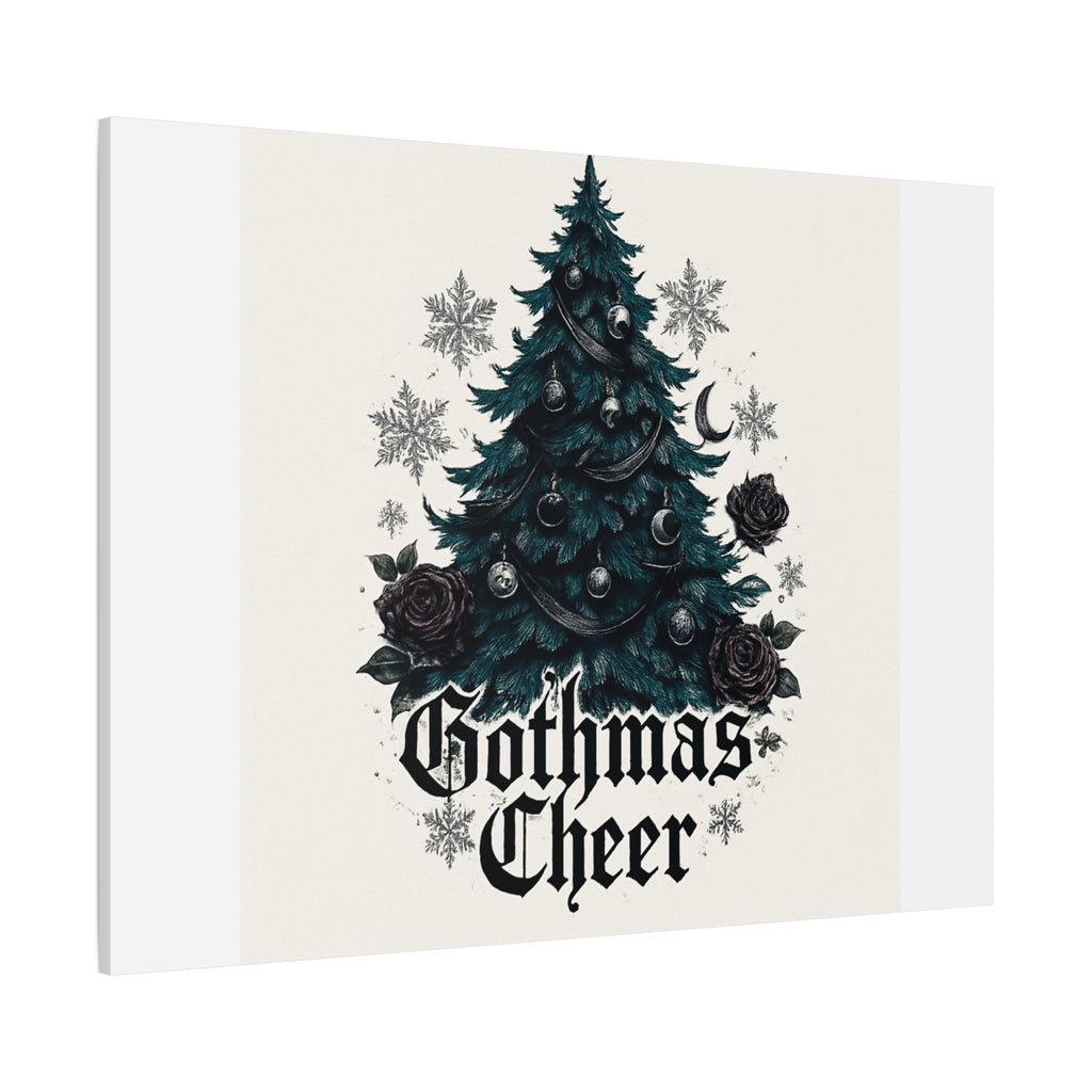 Gothmas Cheer Canvas Art — Gothic Christmas Tree Wall Decor