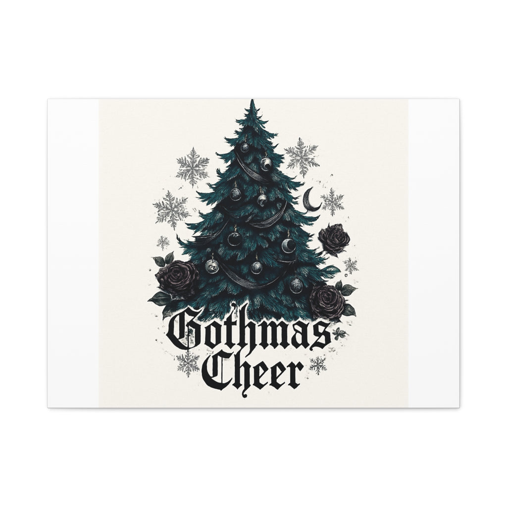 Gothmas Cheer Canvas Art — Gothic Christmas Tree Wall Decor