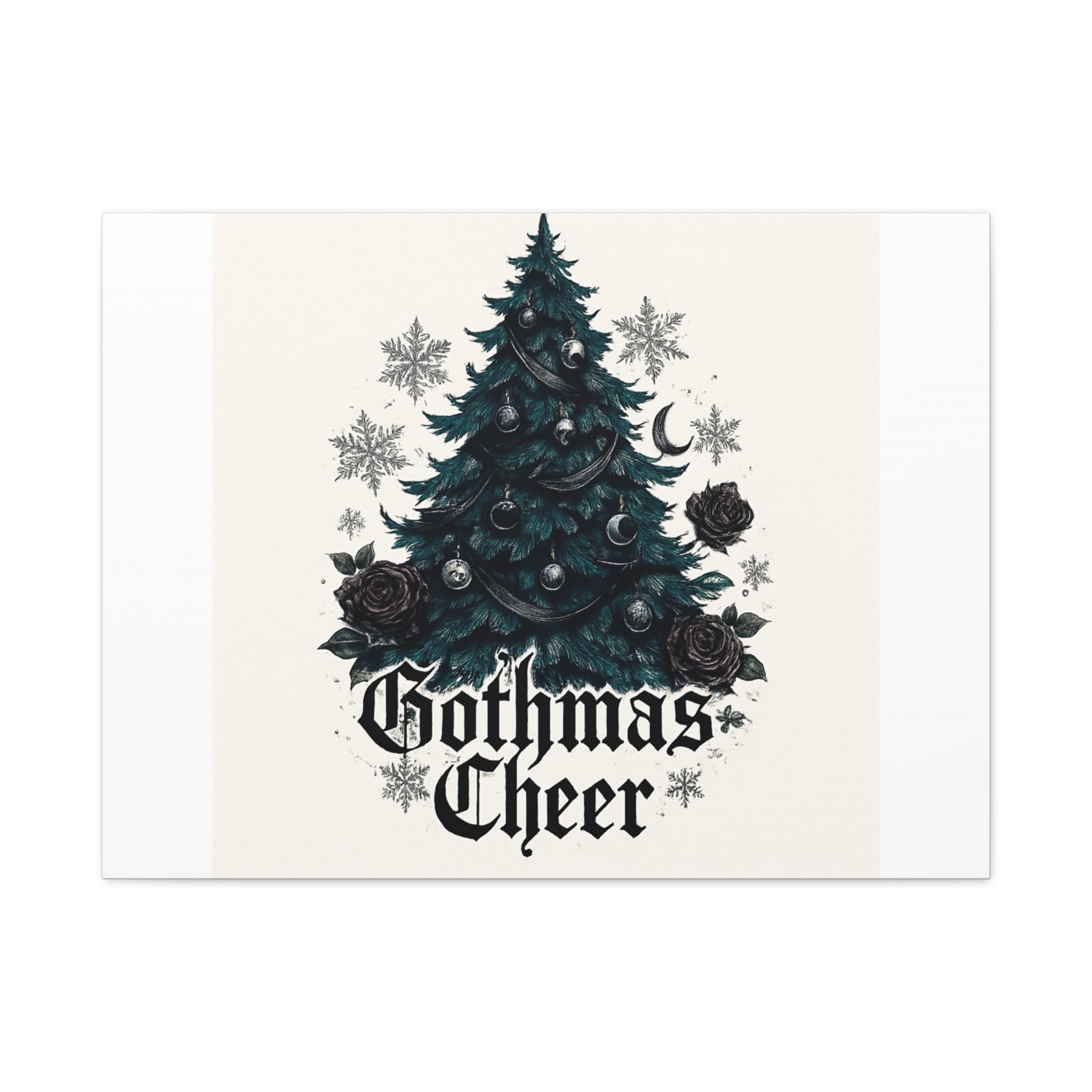 Gothmas Cheer Canvas Art — Gothic Christmas Tree Wall Decor
