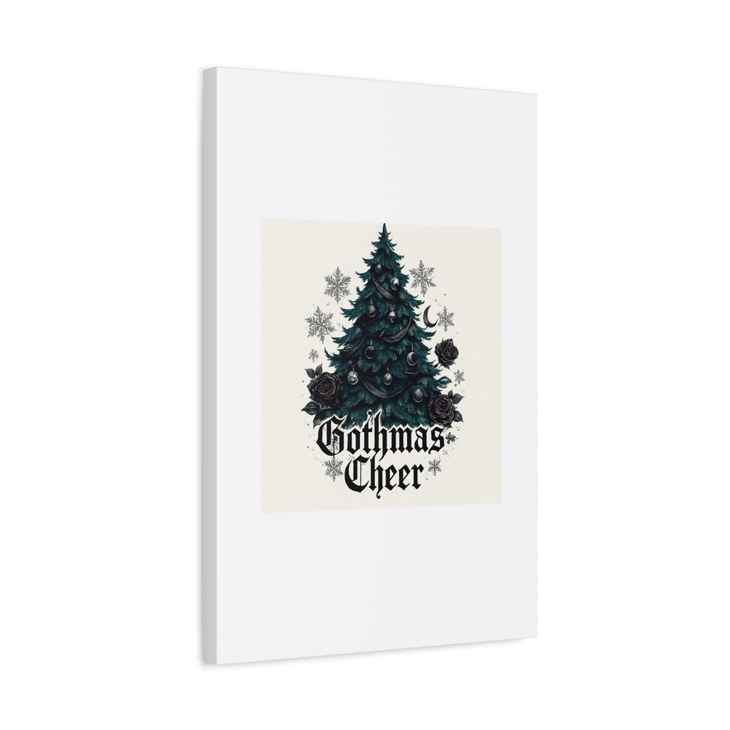 Gothmas Cheer Canvas Art — Gothic Christmas Tree Wall Decor