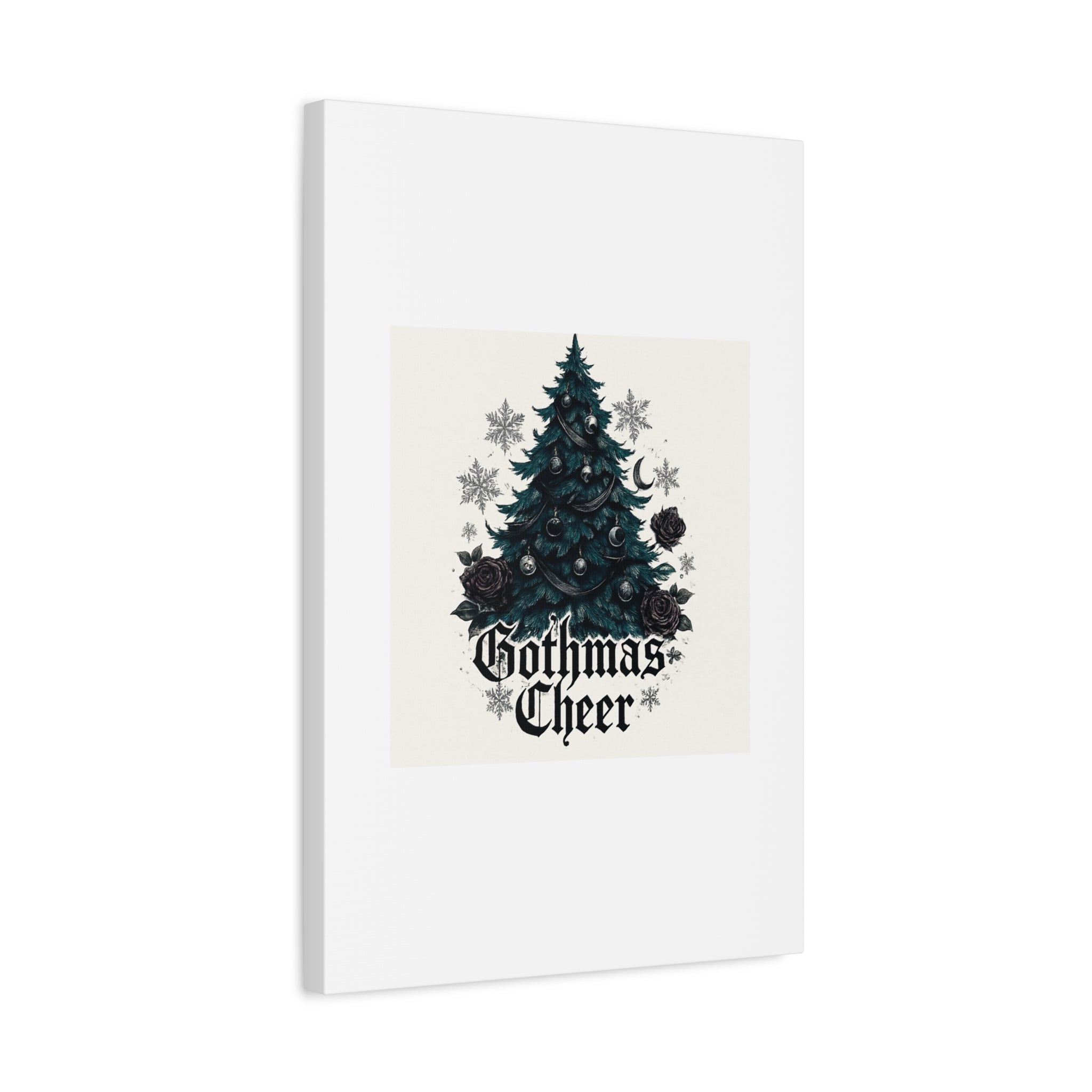Gothmas Cheer Canvas Art — Gothic Christmas Tree Wall Decor