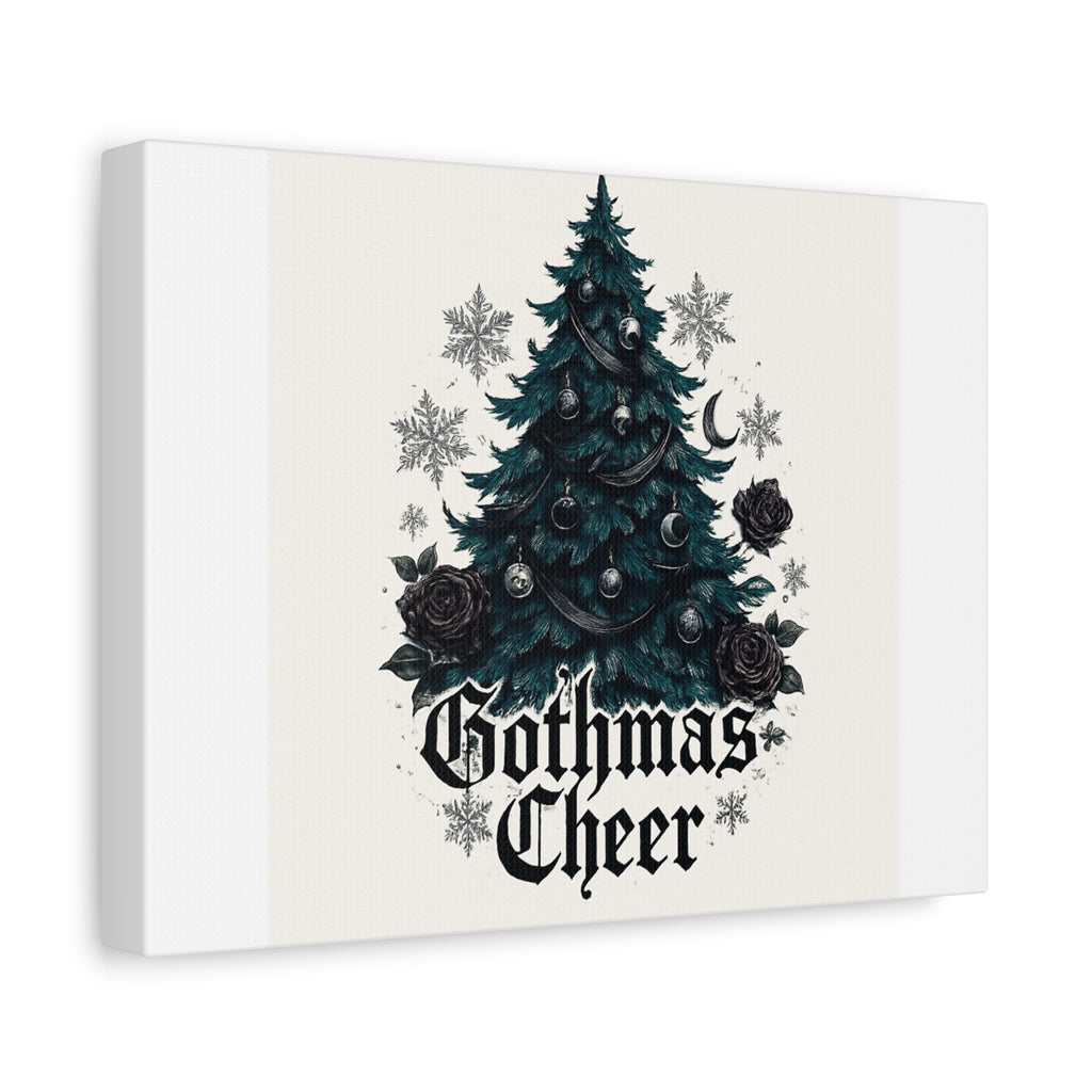 Gothmas Cheer Canvas Art — Gothic Christmas Tree Wall Decor