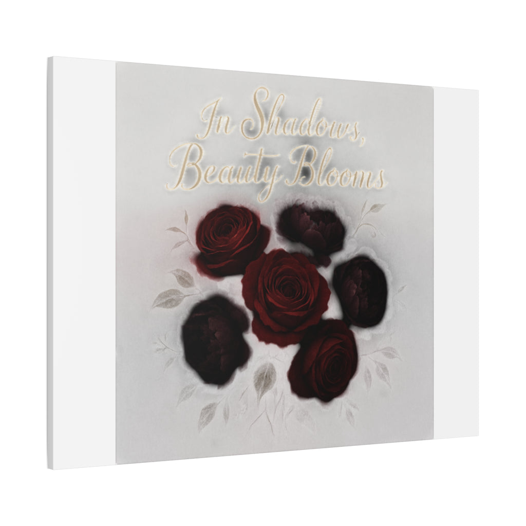 Canvas Wall Art - "In Shadows, Beauty Blooms" Dark Red Roses Stretched 1.25"