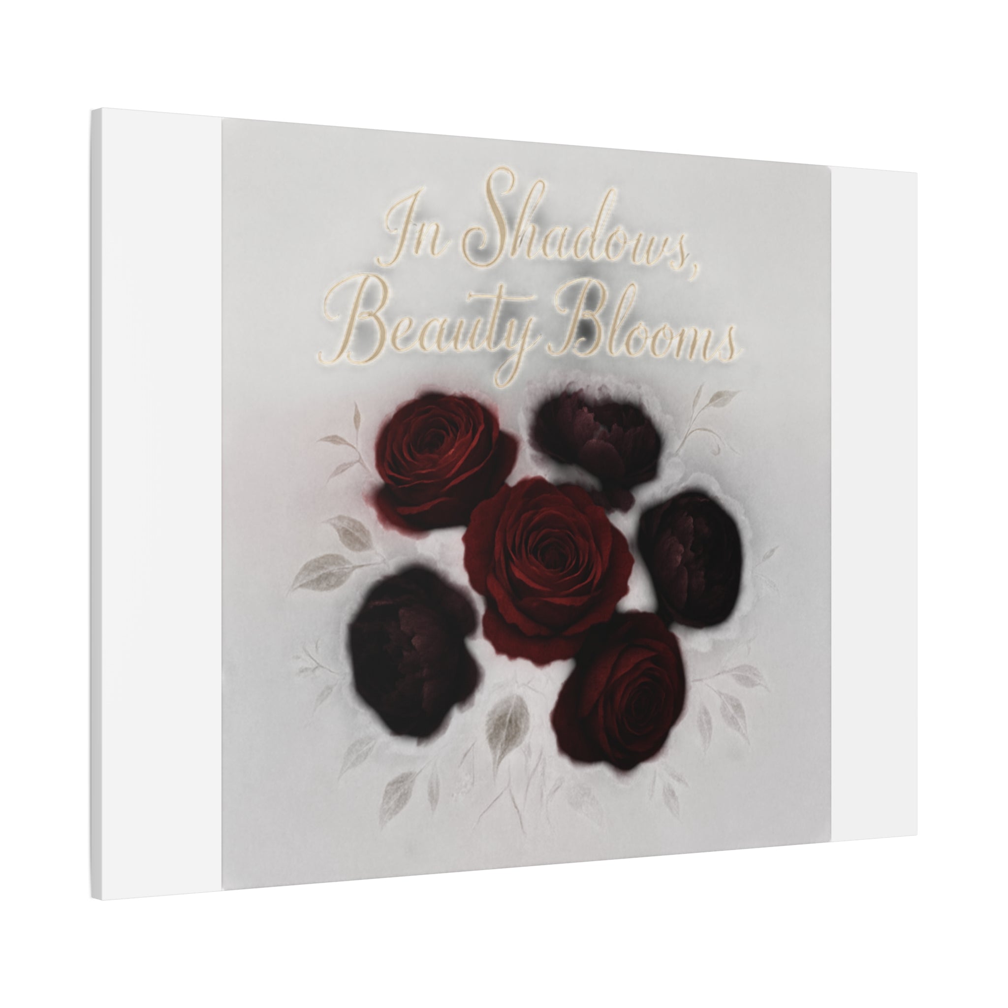Canvas Wall Art - "In Shadows, Beauty Blooms" Dark Red Roses Stretched 1.25"