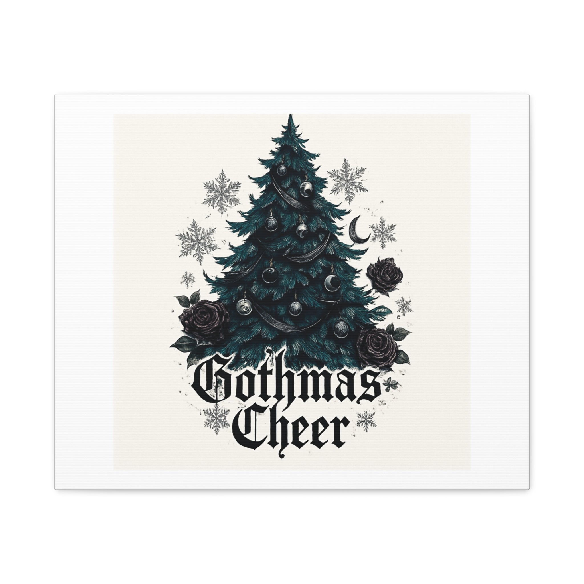 Gothmas Cheer Canvas Art — Gothic Christmas Tree Wall Decor