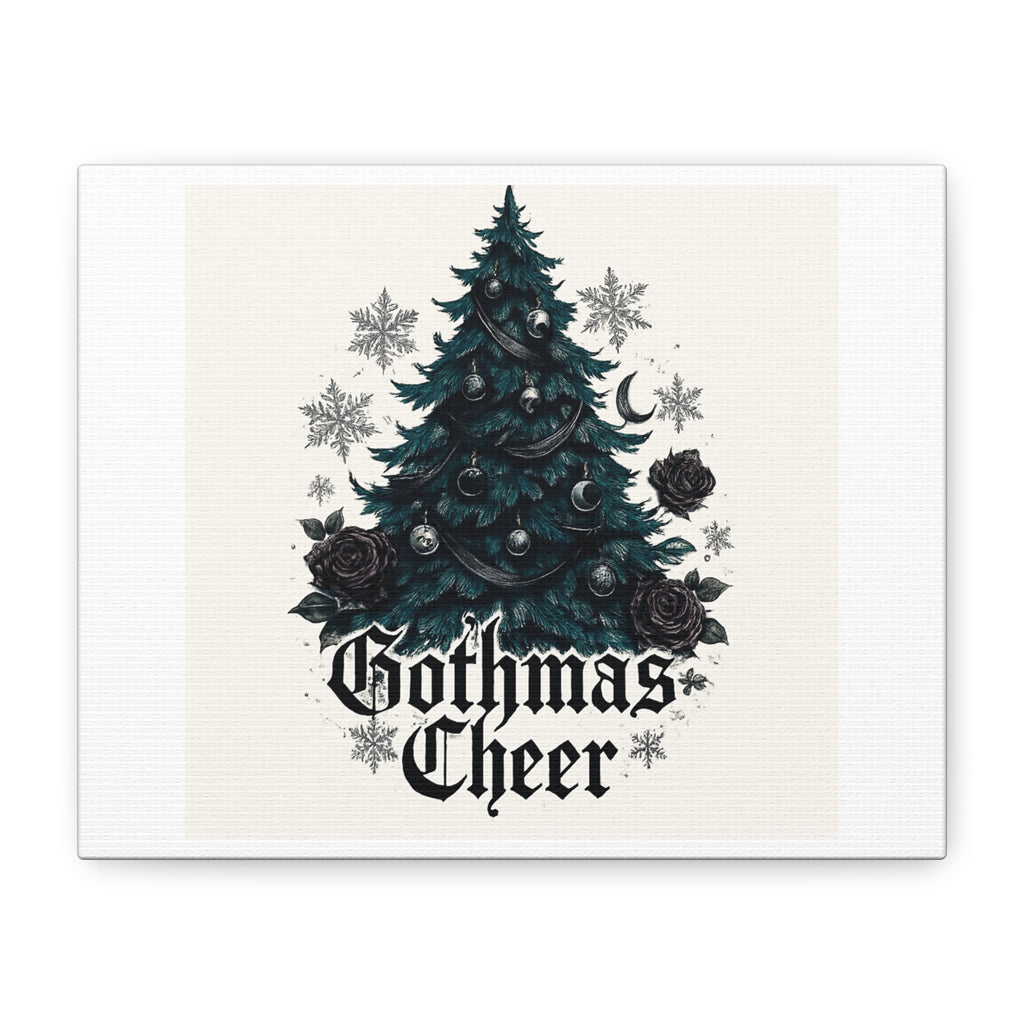 Gothmas Cheer Canvas Art — Gothic Christmas Tree Wall Decor