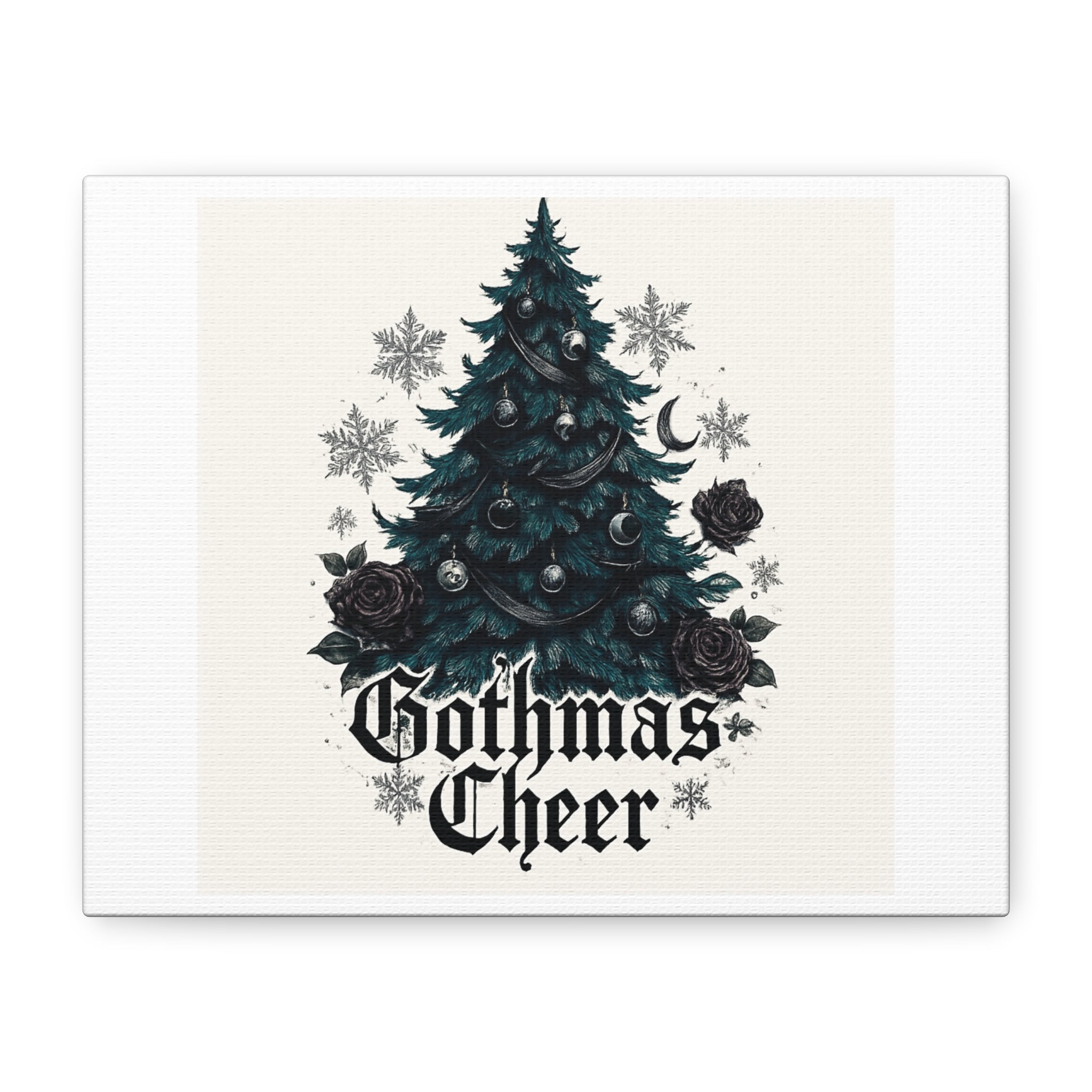 Gothmas Cheer Canvas Art — Gothic Christmas Tree Wall Decor