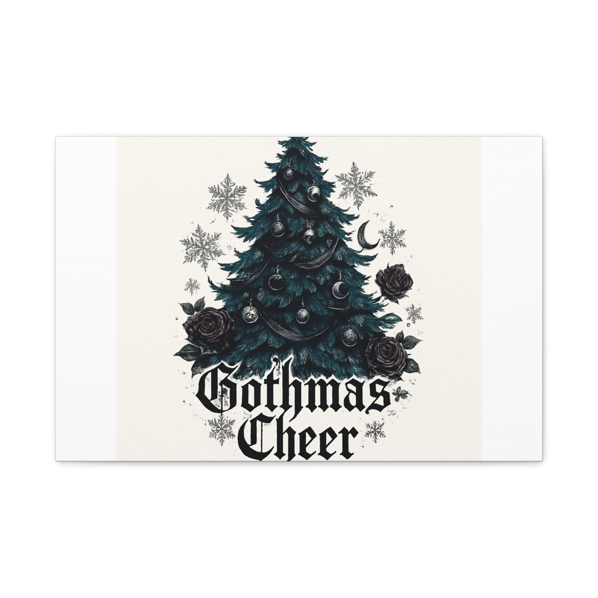 Gothmas Cheer Canvas Art — Gothic Christmas Tree Wall Decor