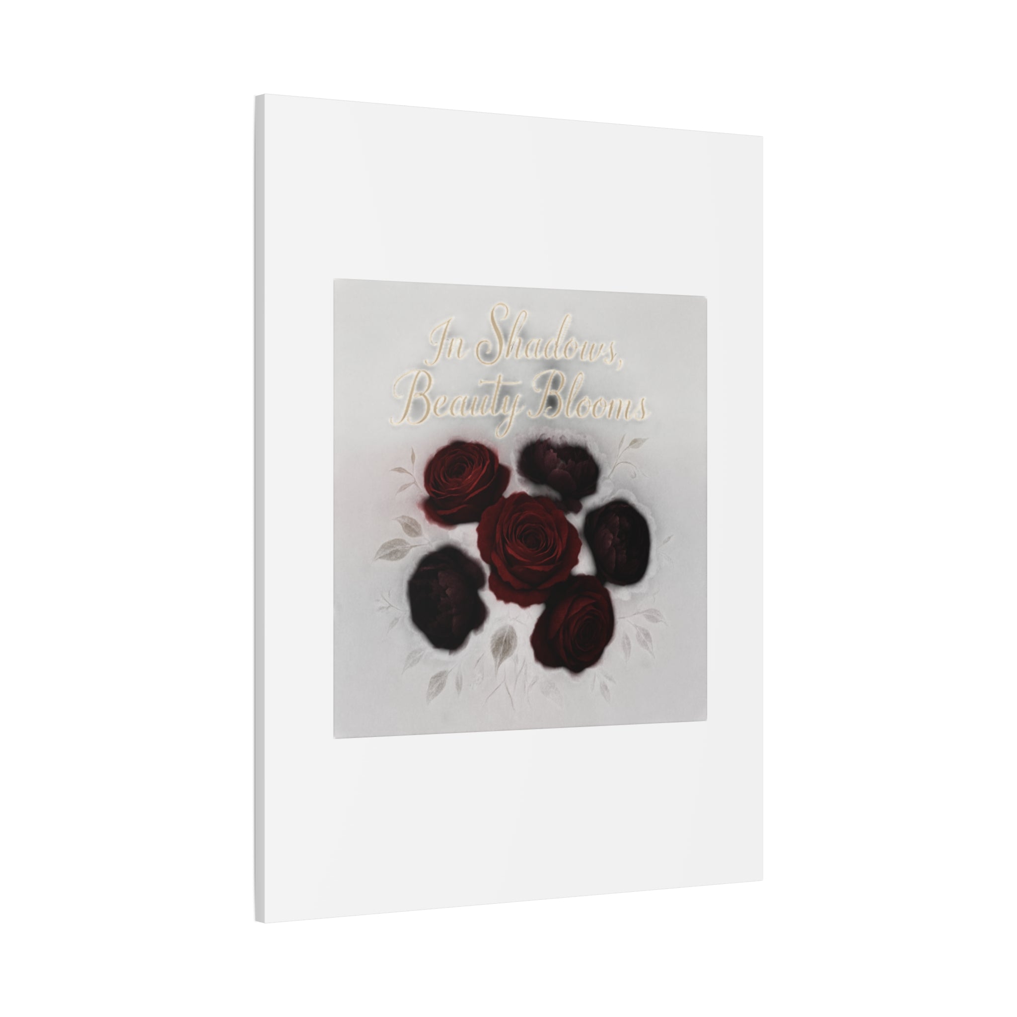 Canvas Wall Art - "In Shadows, Beauty Blooms" Dark Red Roses Stretched 1.25"
