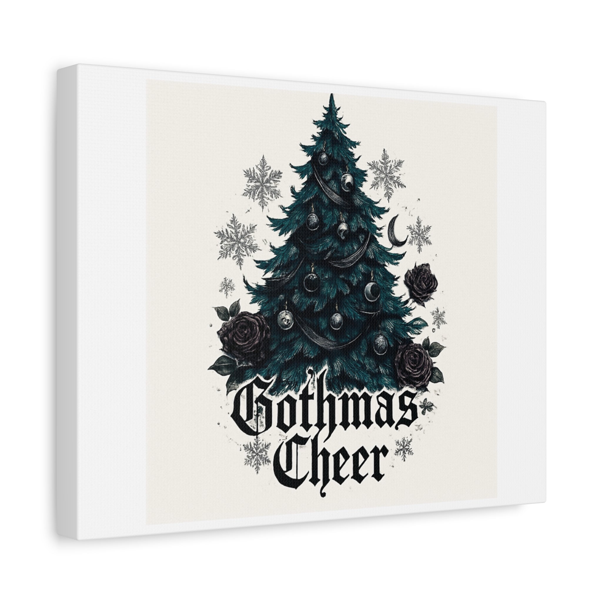 Gothmas Cheer Canvas Art — Gothic Christmas Tree Wall Decor