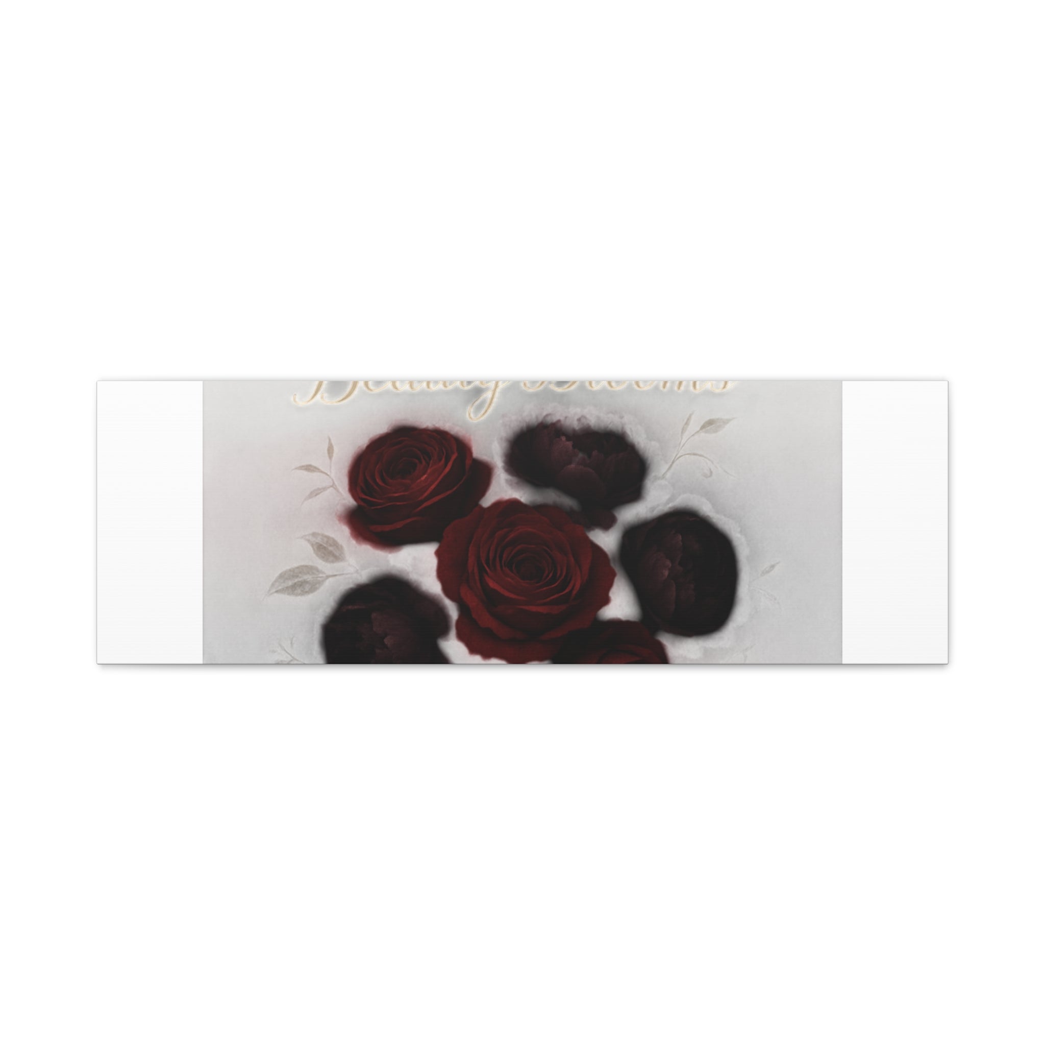 Canvas Wall Art - "In Shadows, Beauty Blooms" Dark Red Roses Stretched 1.25"