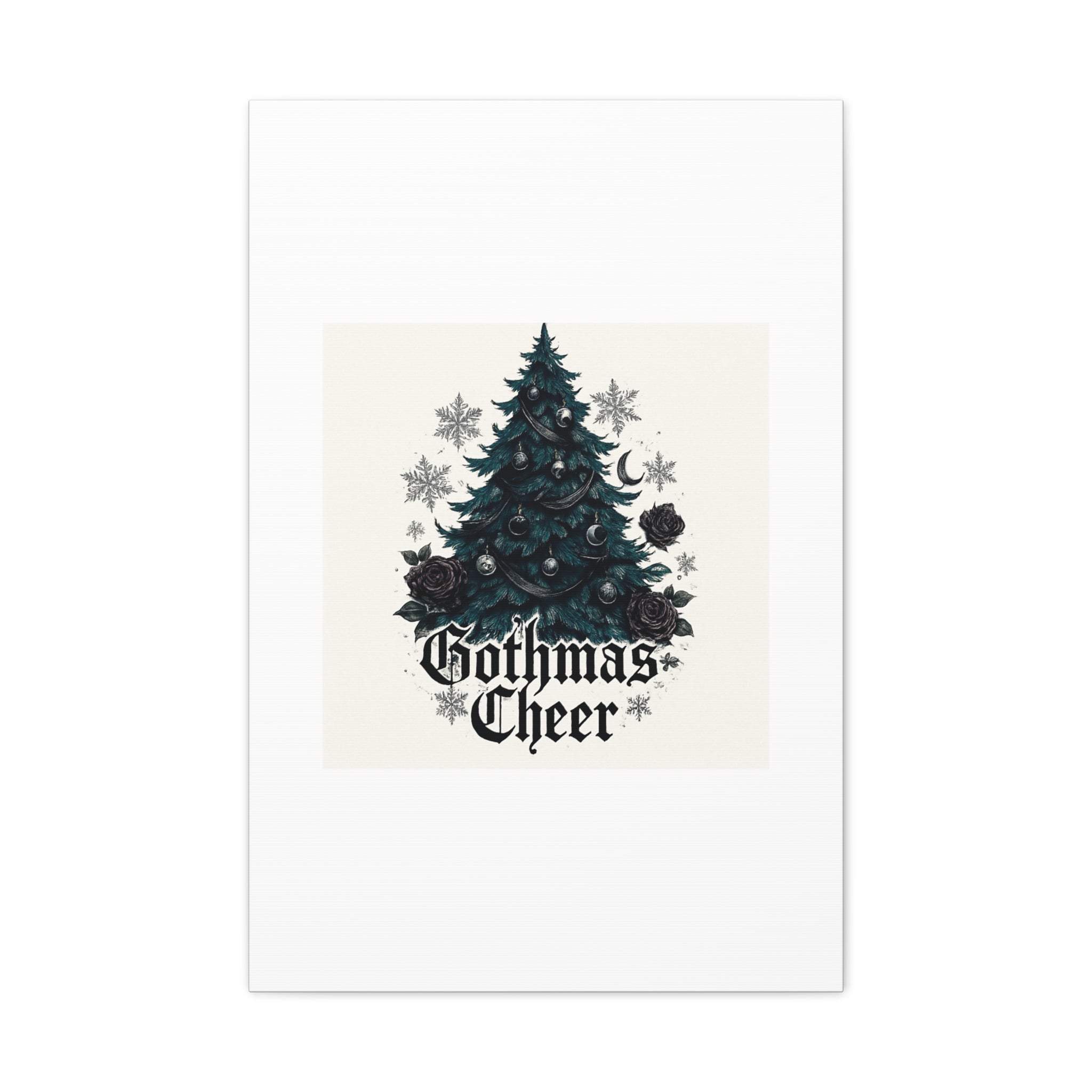 Gothmas Cheer Canvas Art — Gothic Christmas Tree Wall Decor
