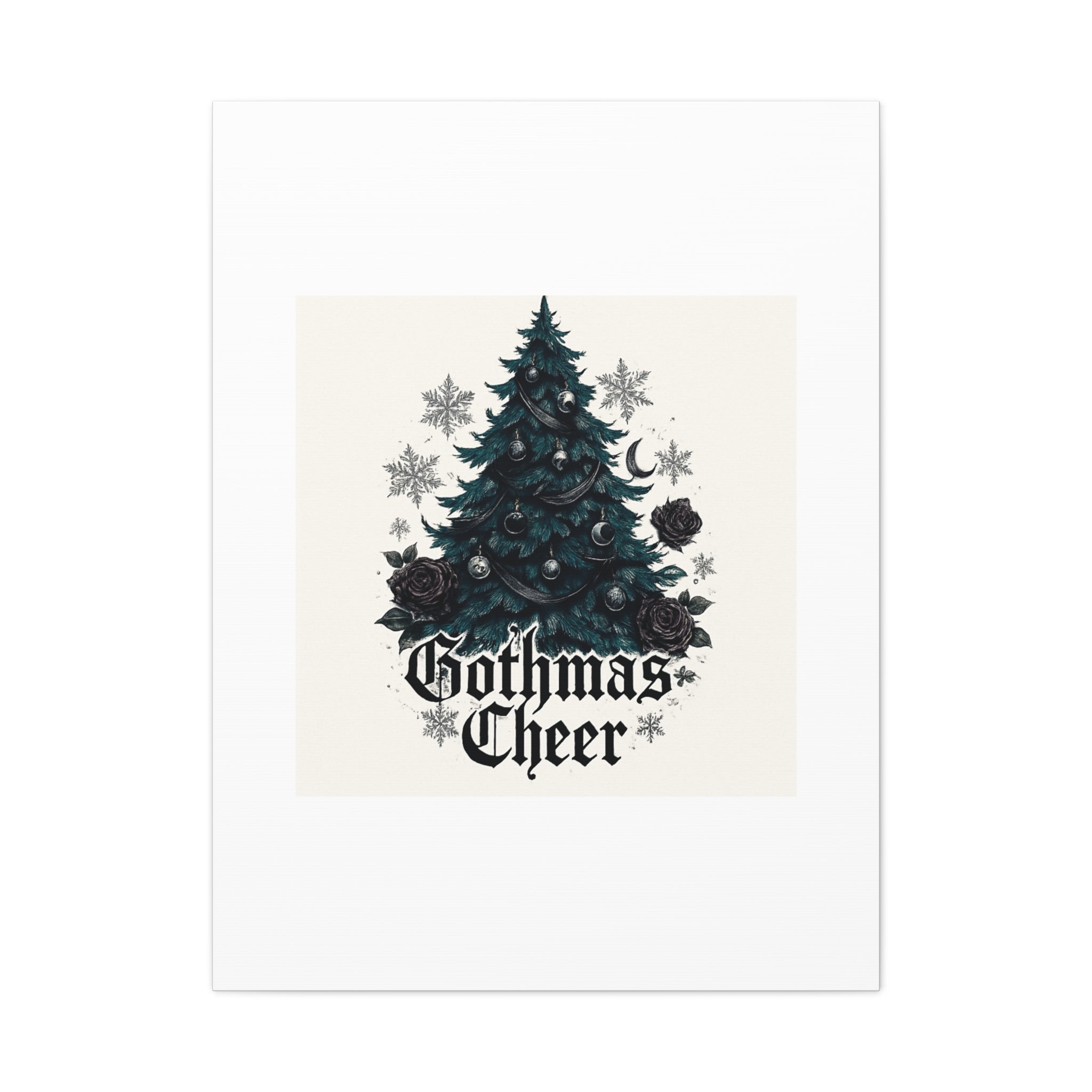 Gothmas Cheer Canvas Art — Gothic Christmas Tree Wall Decor