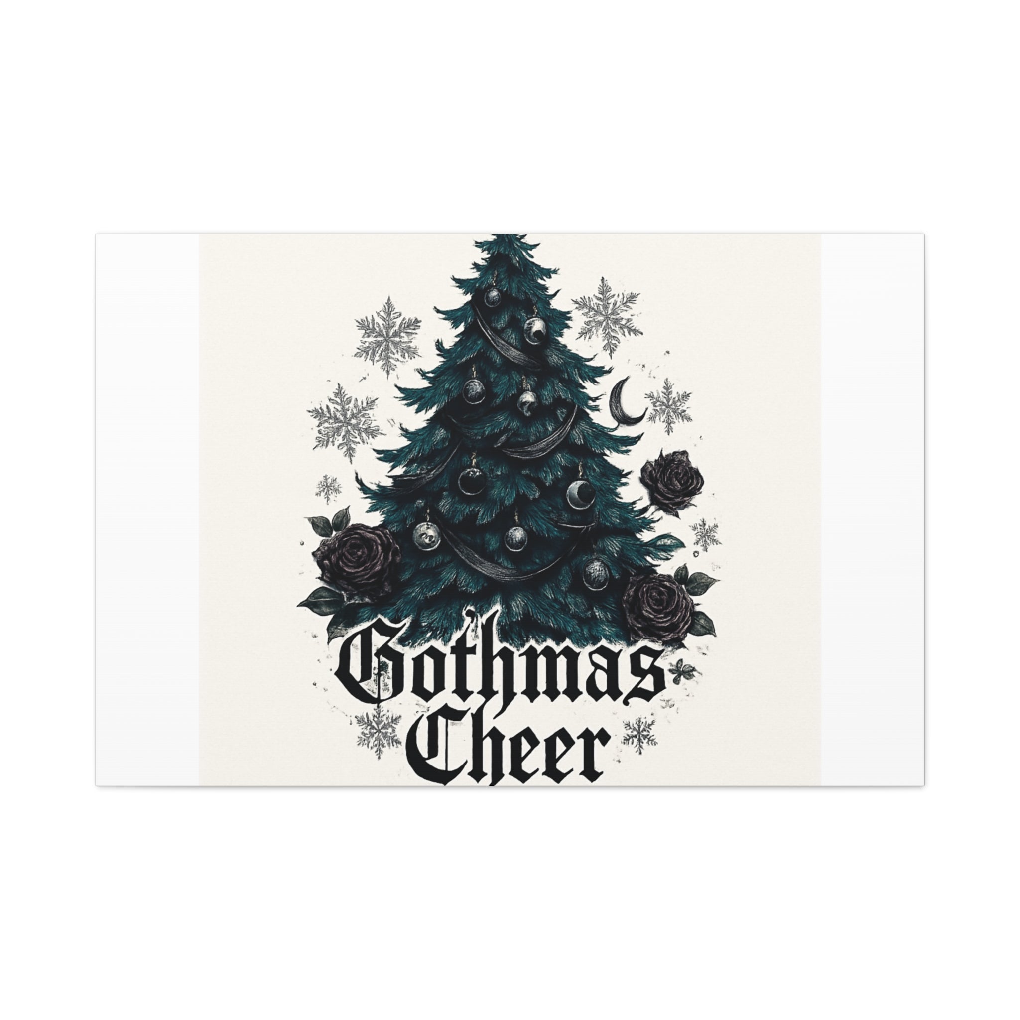 Gothmas Cheer Canvas Art — Gothic Christmas Tree Wall Decor