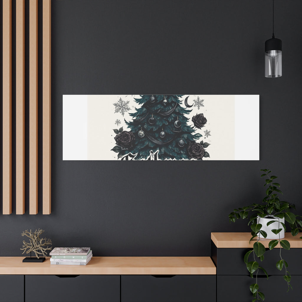 Gothmas Cheer Canvas Art — Gothic Christmas Tree Wall Decor
