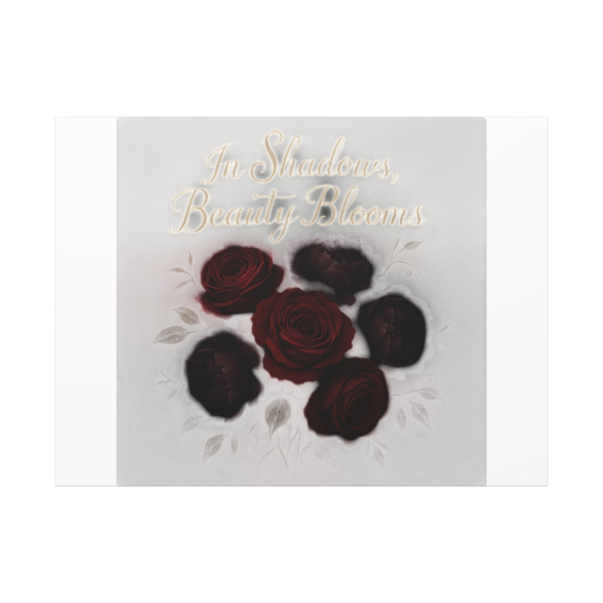 Canvas Wall Art - "In Shadows, Beauty Blooms" Dark Red Roses Stretched 1.25"