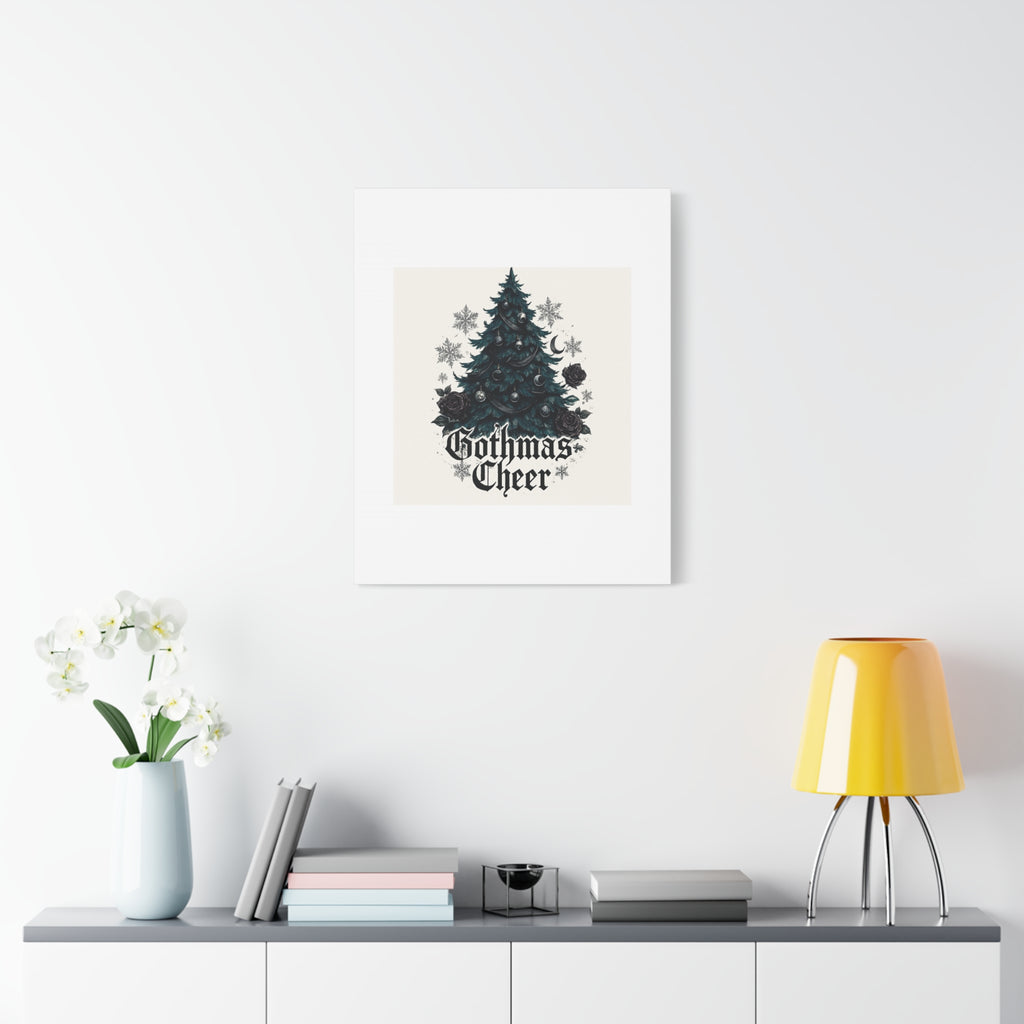 Gothmas Cheer Canvas Art — Gothic Christmas Tree Wall Decor
