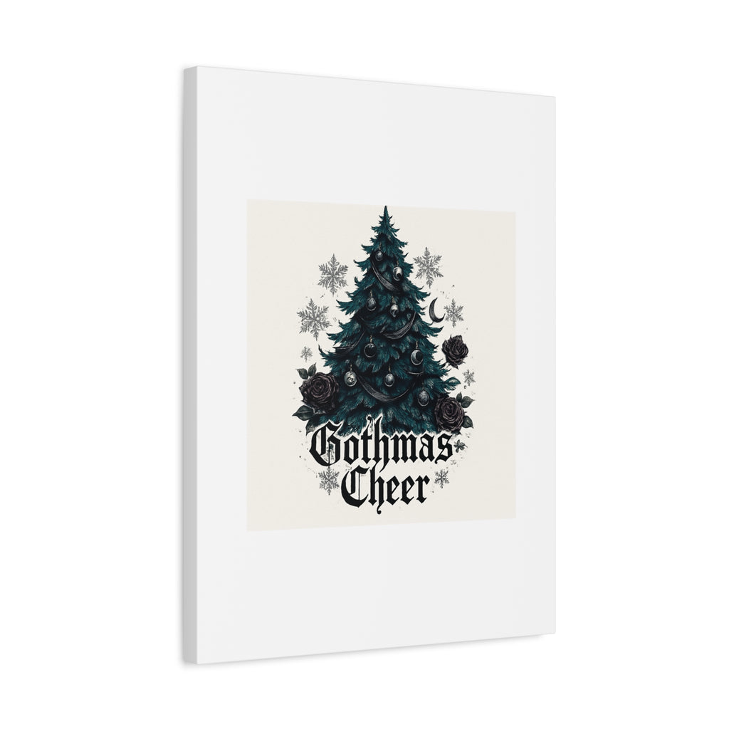 Gothmas Cheer Canvas Art — Gothic Christmas Tree Wall Decor