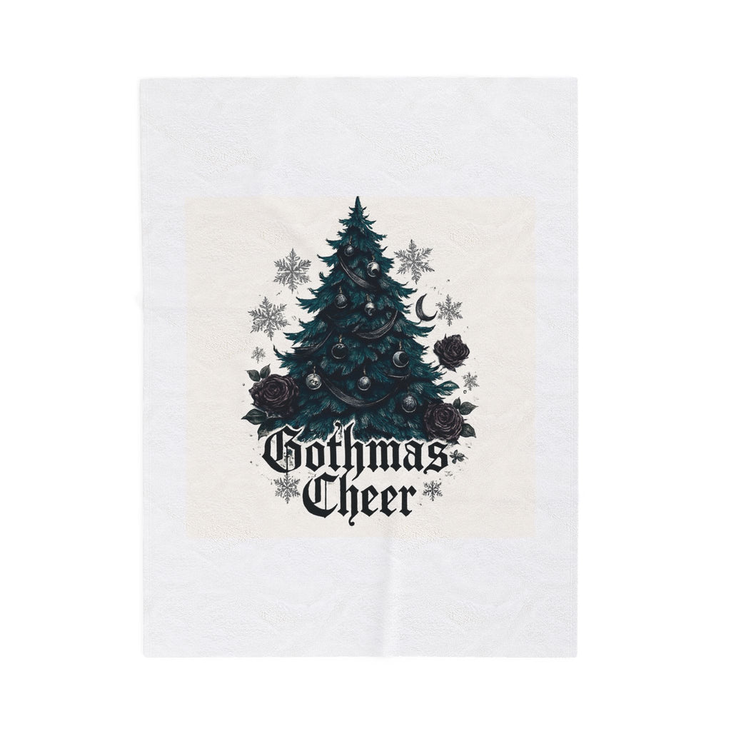 Gothmas Cheer Velveteen Plush Blanket — Gothic Christmas Tree Holiday Throw