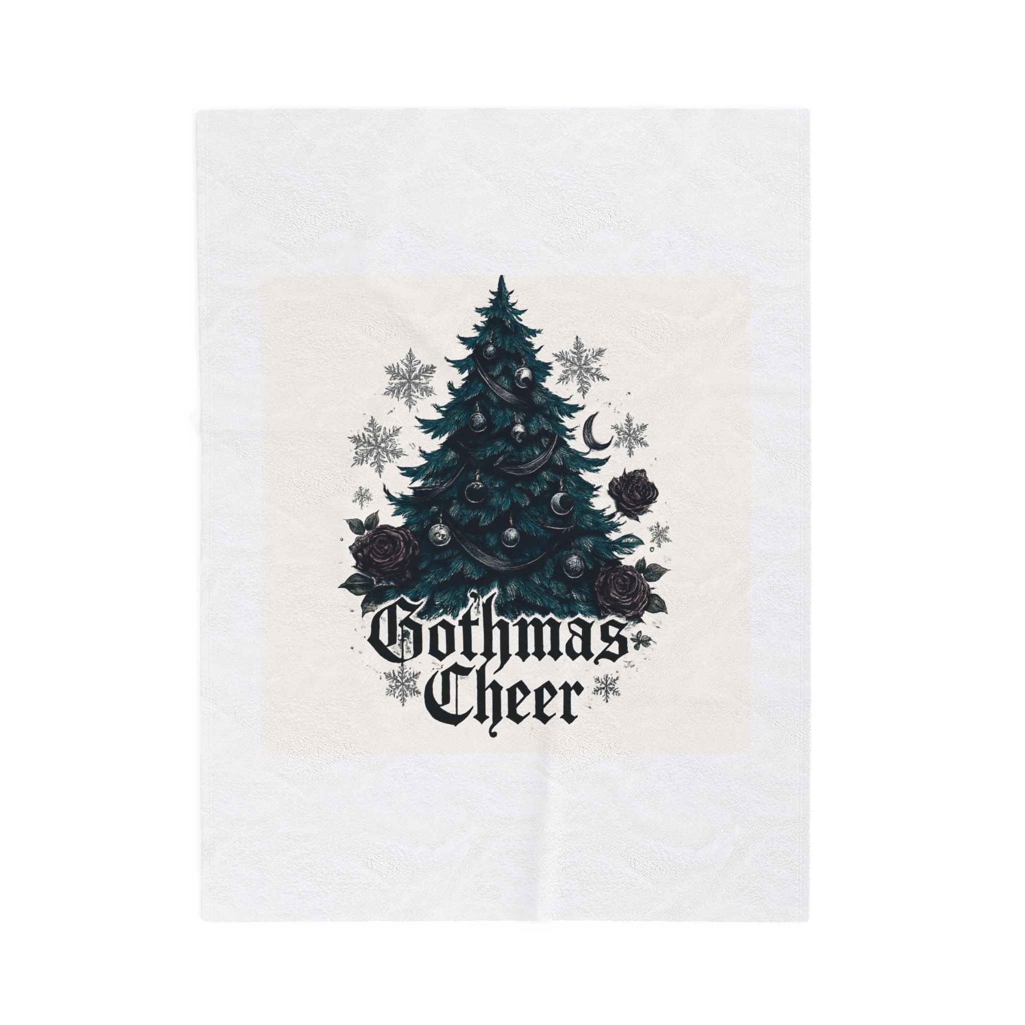 Gothmas Cheer Velveteen Plush Blanket — Gothic Christmas Tree Holiday Throw