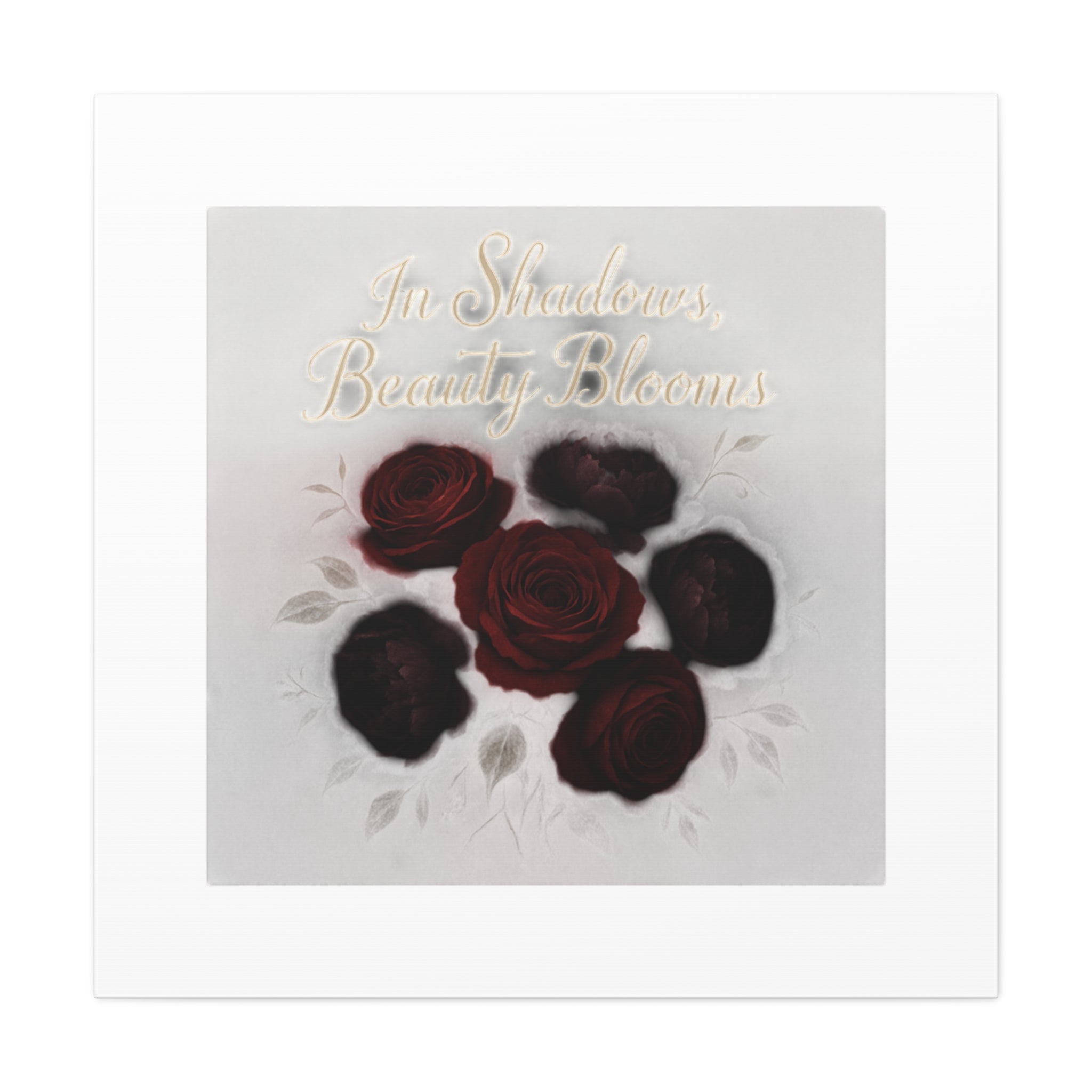 Canvas Wall Art - "In Shadows, Beauty Blooms" Dark Red Roses Stretched 1.25"