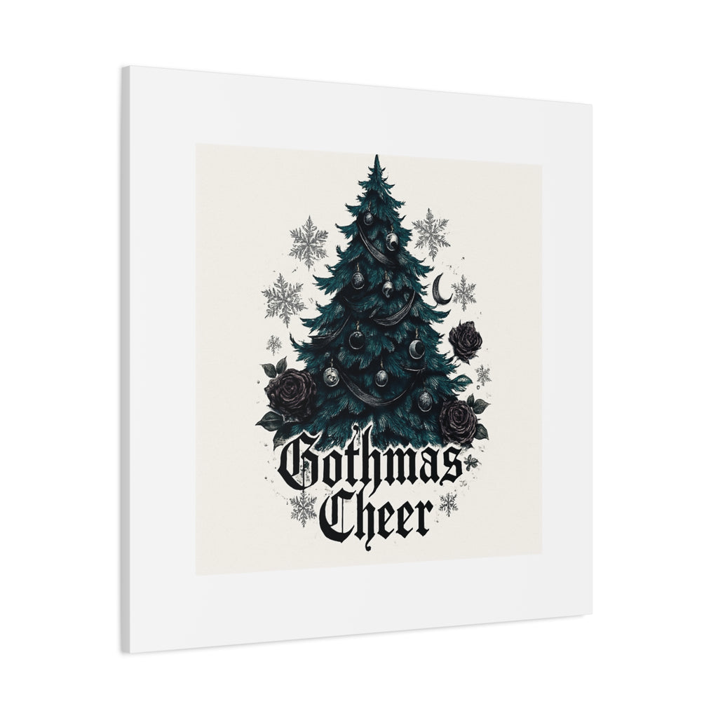 Gothmas Cheer Canvas Art — Gothic Christmas Tree Wall Decor