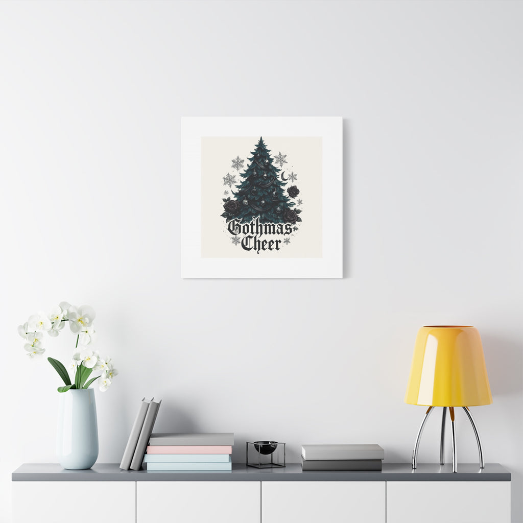 Gothmas Cheer Canvas Art — Gothic Christmas Tree Wall Decor