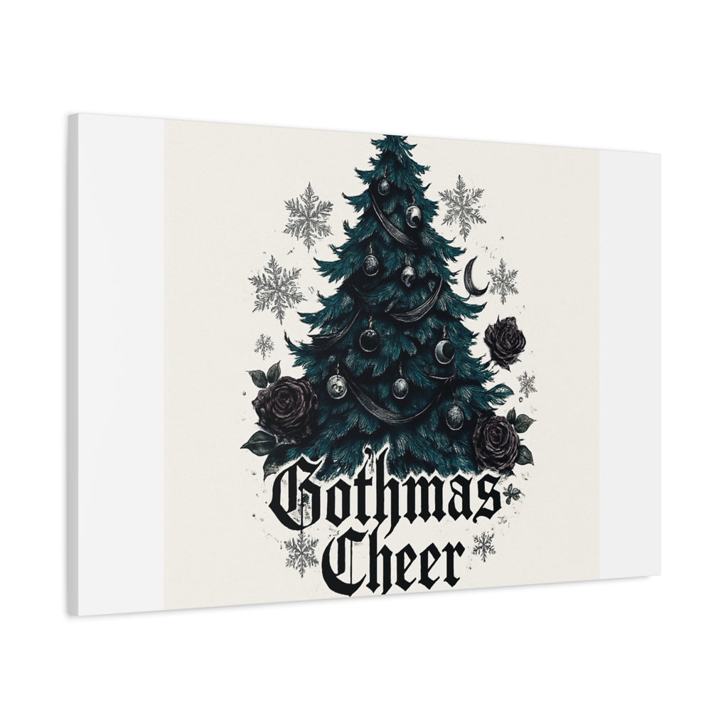 Gothmas Cheer Canvas Art — Gothic Christmas Tree Wall Decor