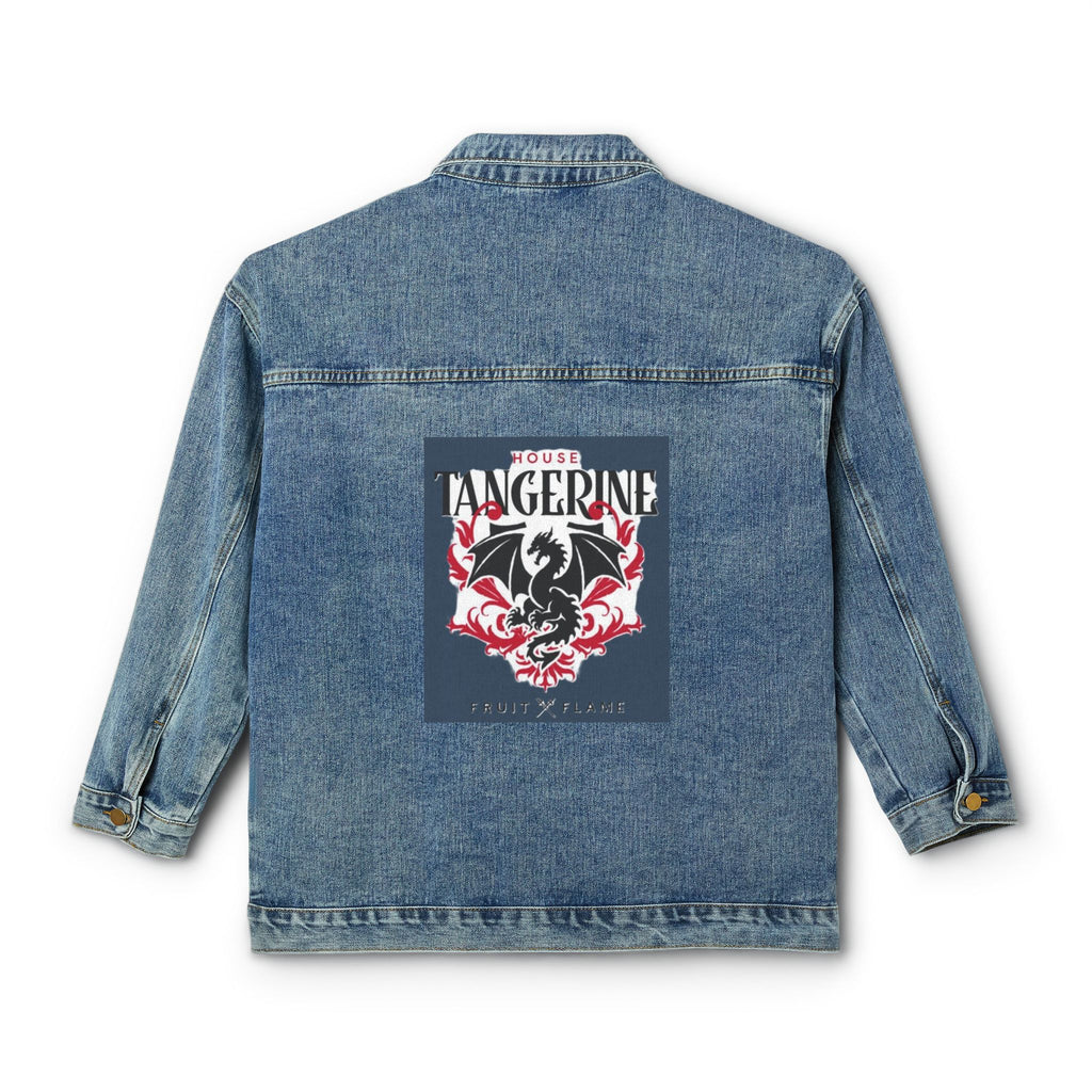 Women's Denim Jacket - 'Cool Santa' Biker Graphic Back Patch, Holiday Christmas Moto Style