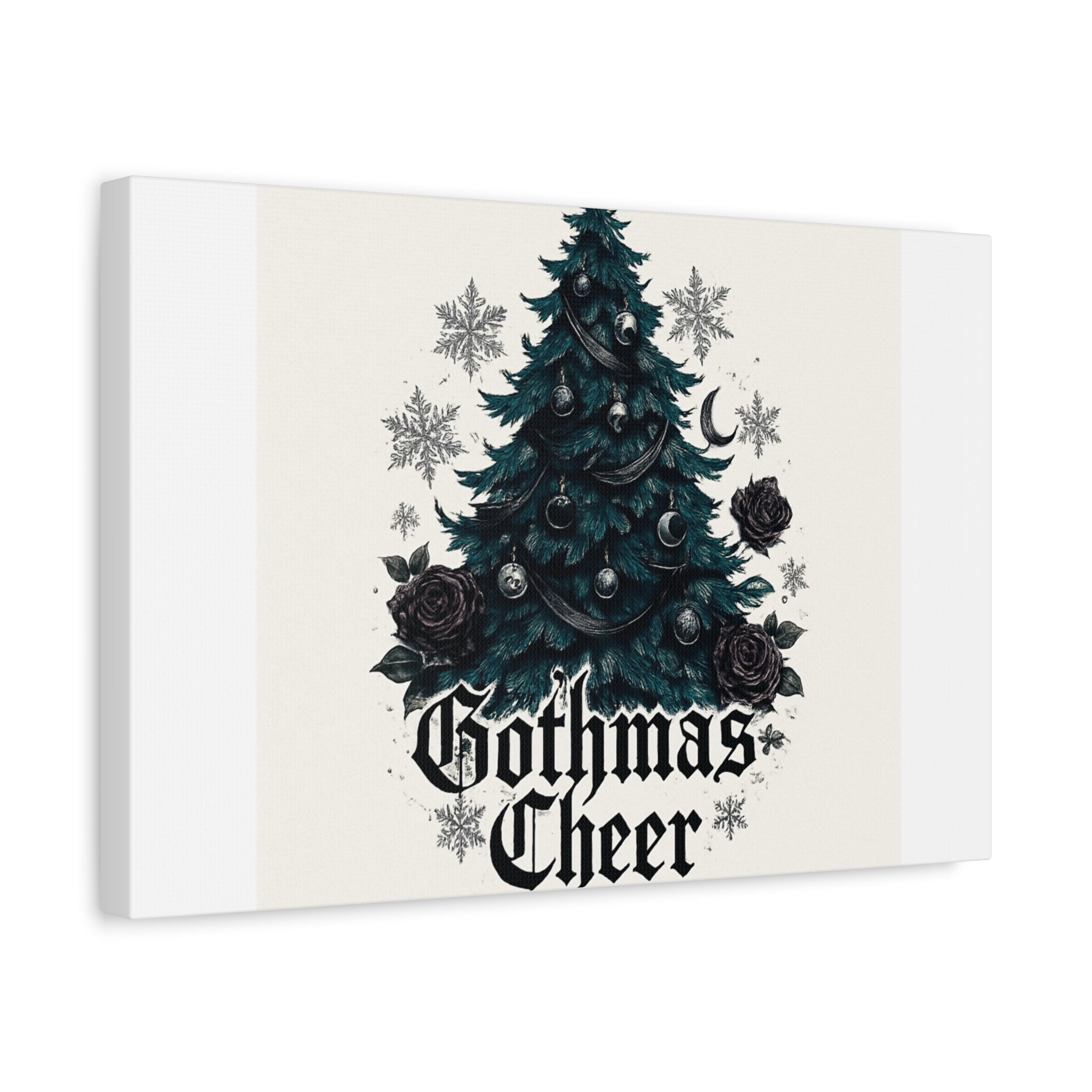 Gothmas Cheer Canvas Art — Gothic Christmas Tree Wall Decor