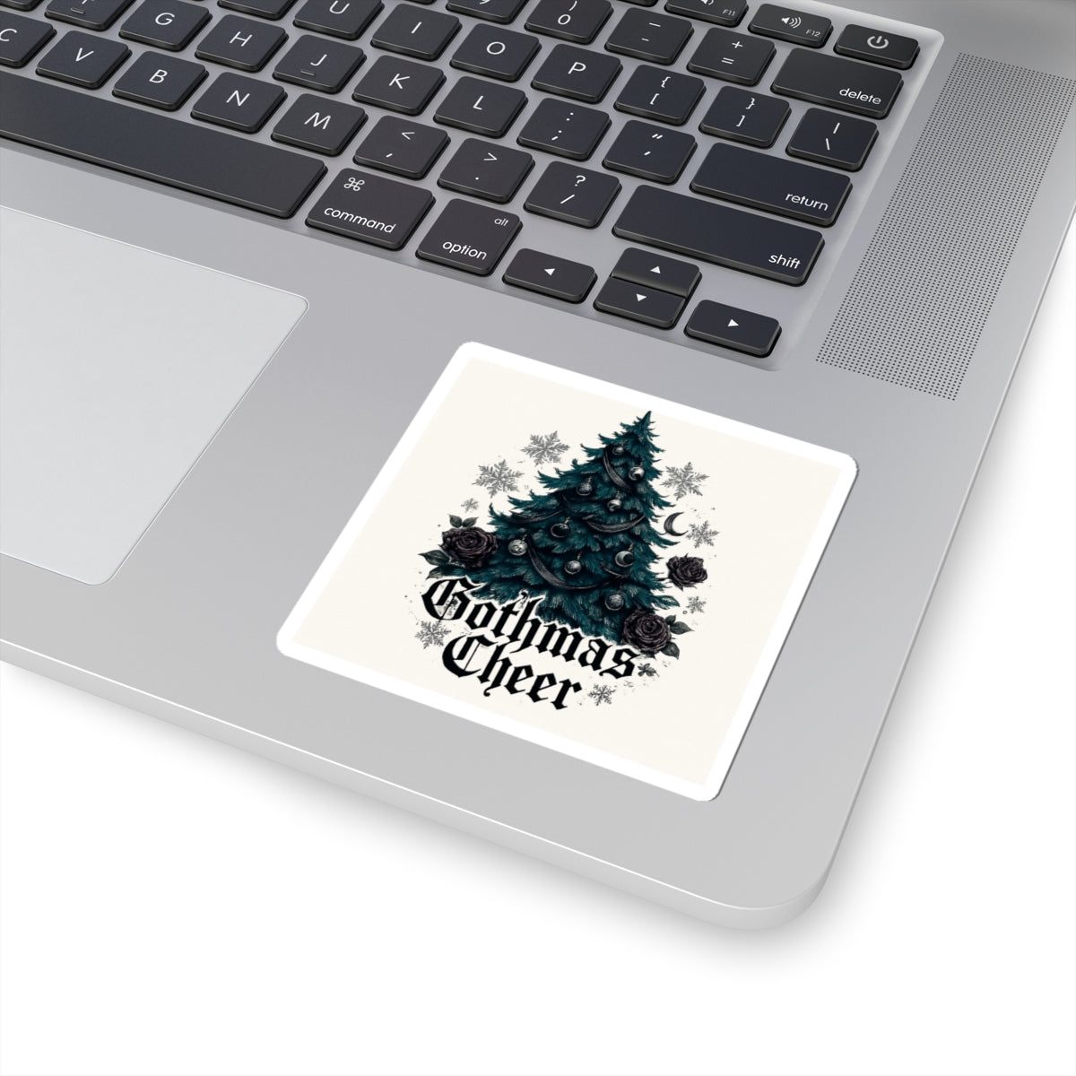 Gothmas Cheer Sticker — Gothic Christmas Tree Kiss-Cut Sticker