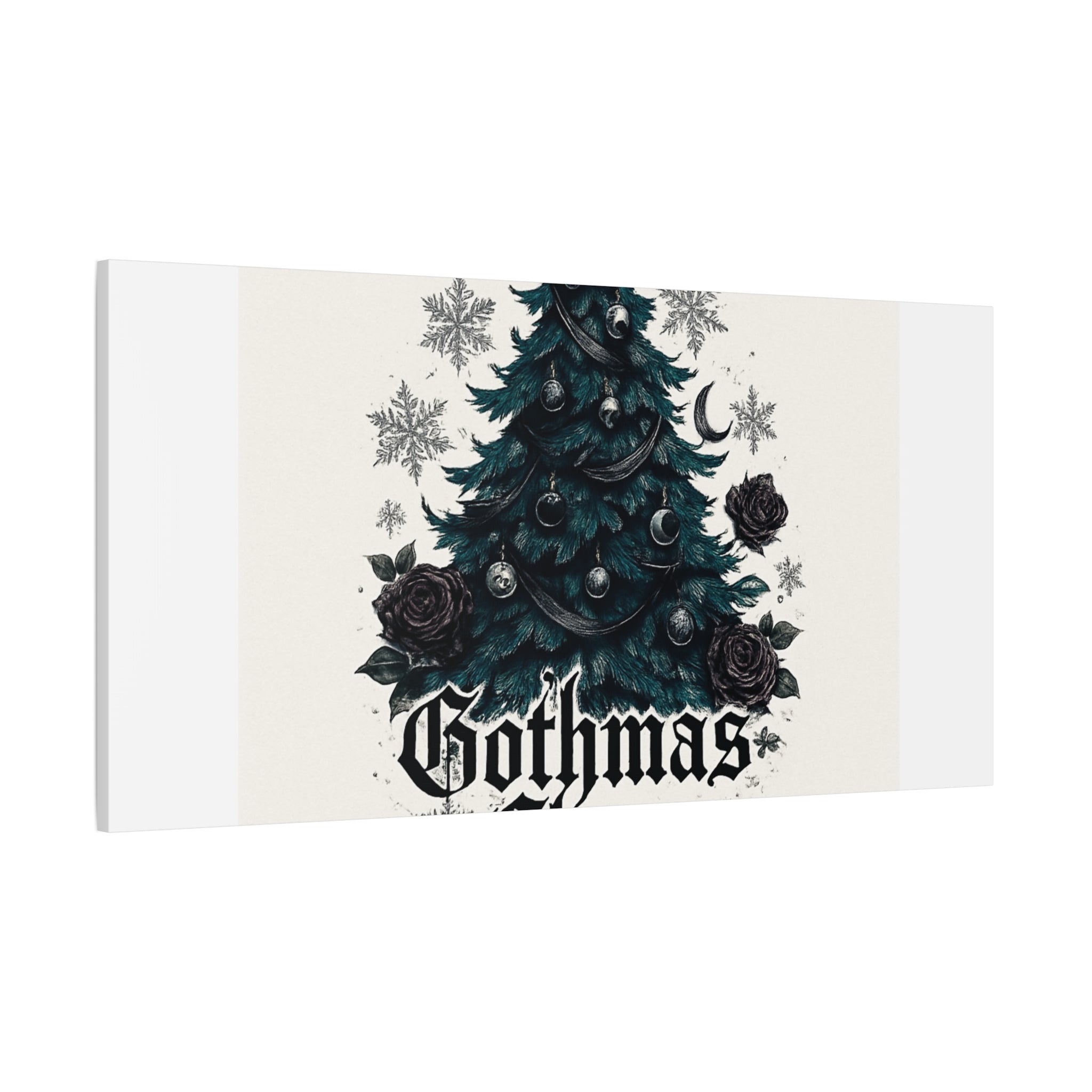 Gothmas Cheer Canvas Art — Gothic Christmas Tree Wall Decor