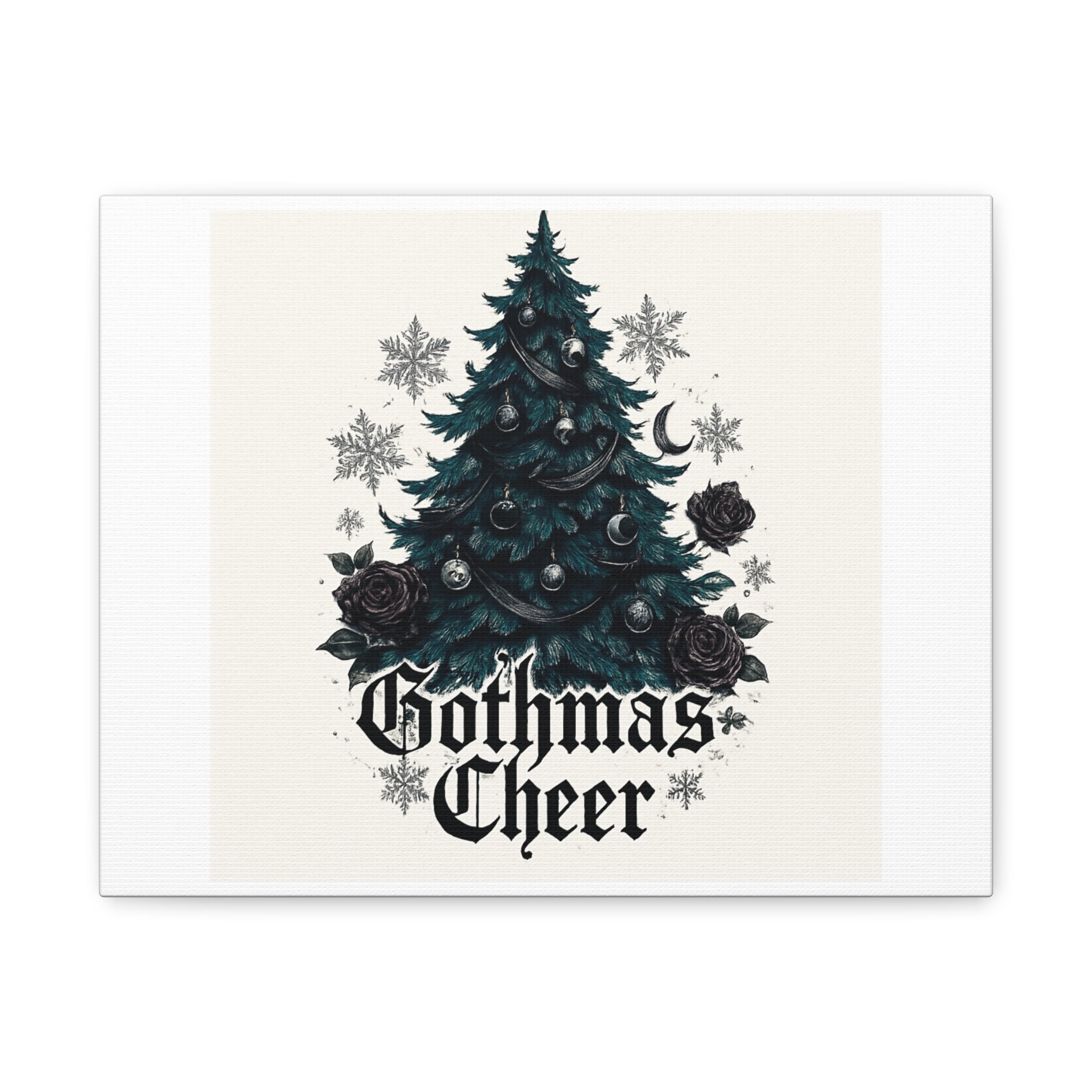 Gothmas Cheer Canvas Art — Gothic Christmas Tree Wall Decor