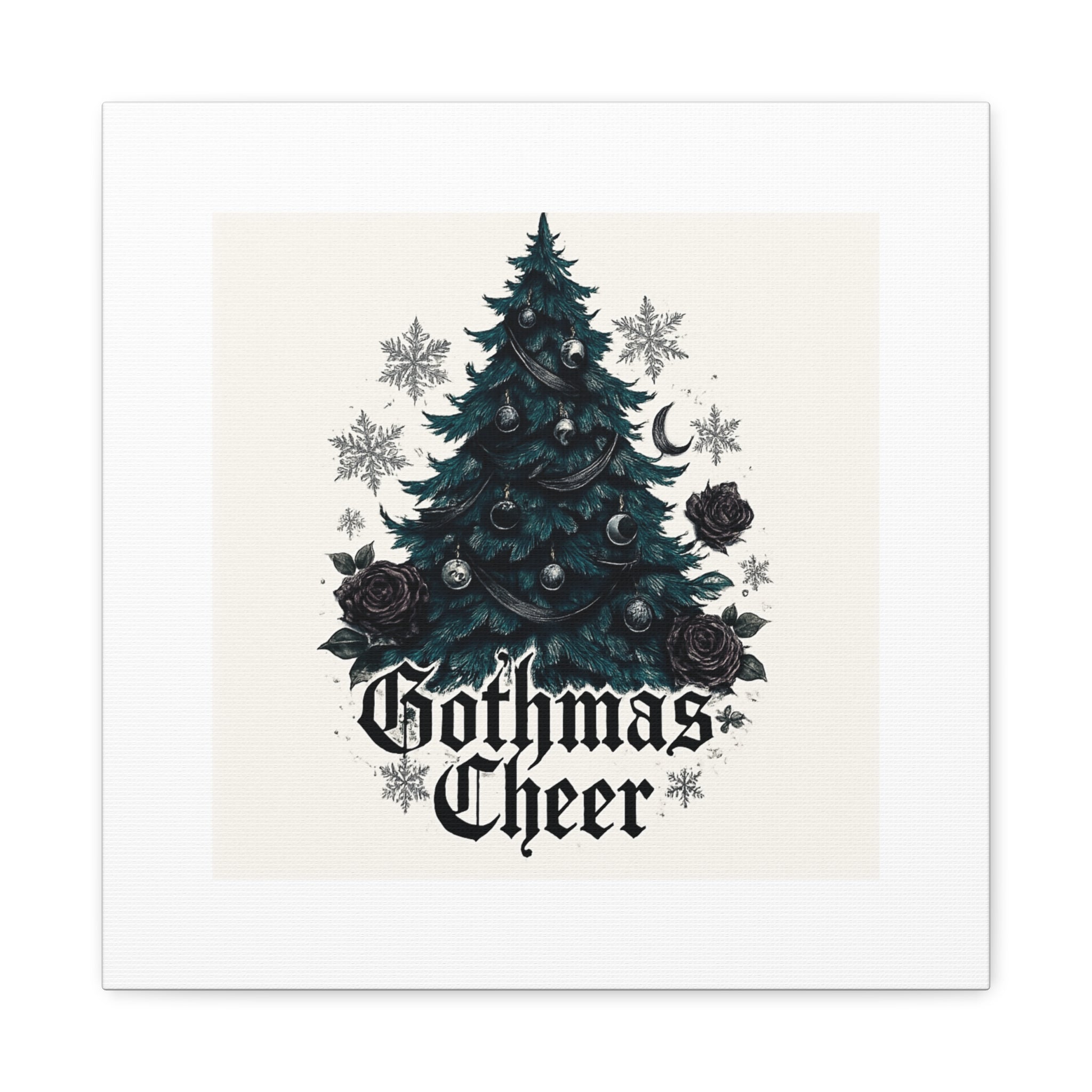 Gothmas Cheer Canvas Art — Gothic Christmas Tree Wall Decor