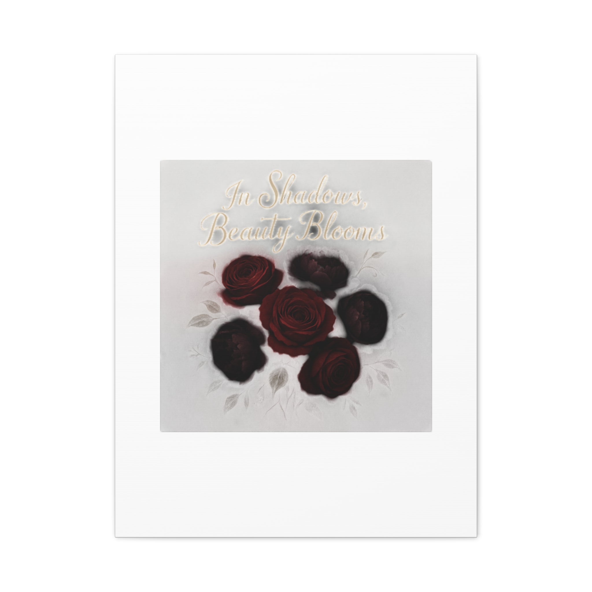 Canvas Wall Art - "In Shadows, Beauty Blooms" Dark Red Roses Stretched 1.25"