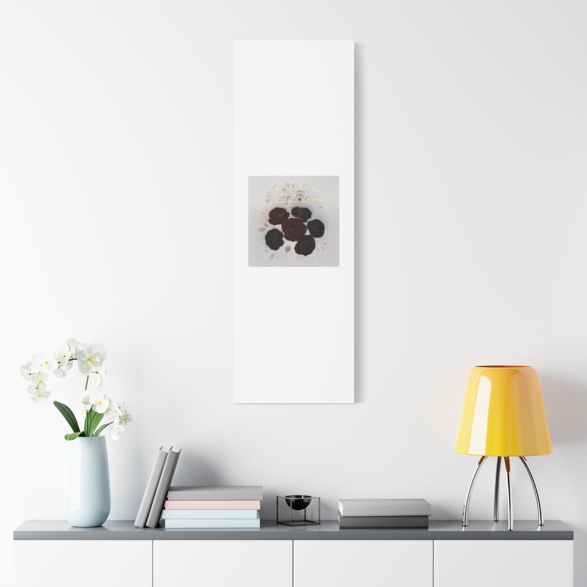 Canvas Wall Art - "In Shadows, Beauty Blooms" Dark Red Roses Stretched 1.25"