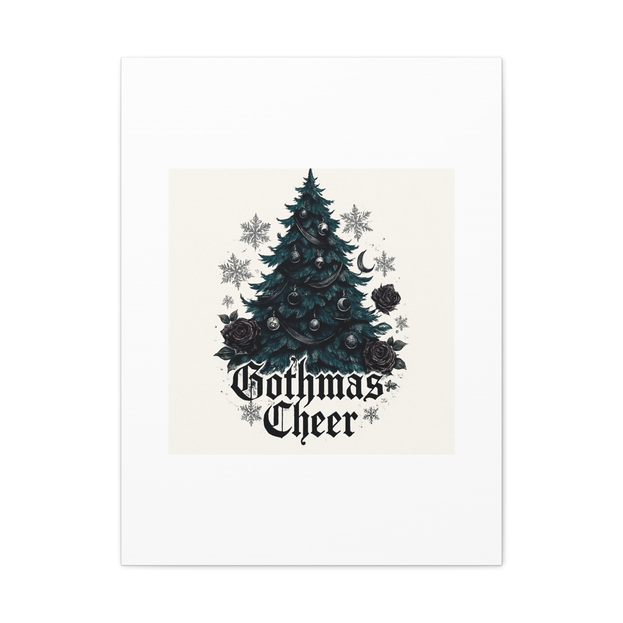 Gothmas Cheer Canvas Art — Gothic Christmas Tree Wall Decor