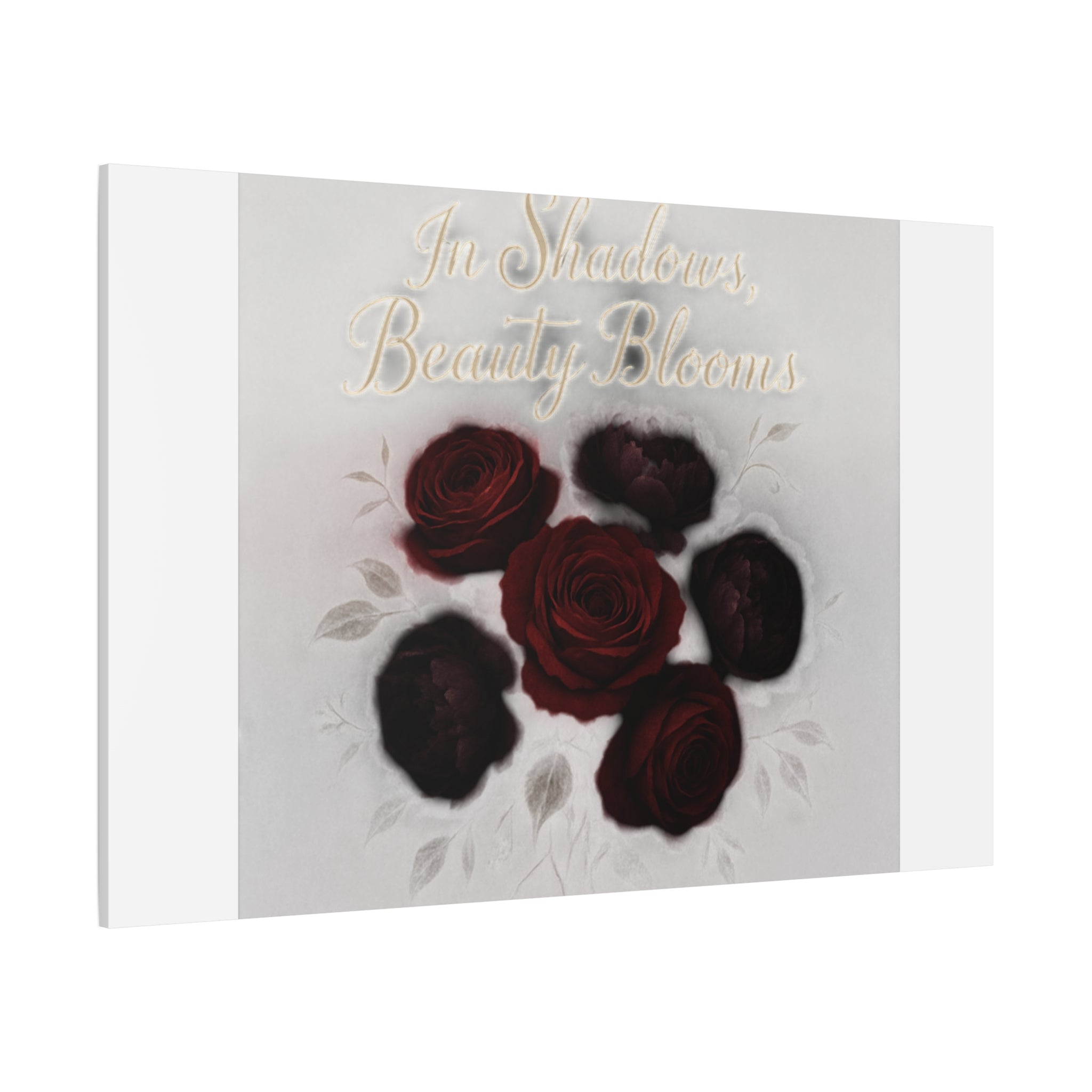 Canvas Wall Art - "In Shadows, Beauty Blooms" Dark Red Roses Stretched 1.25"