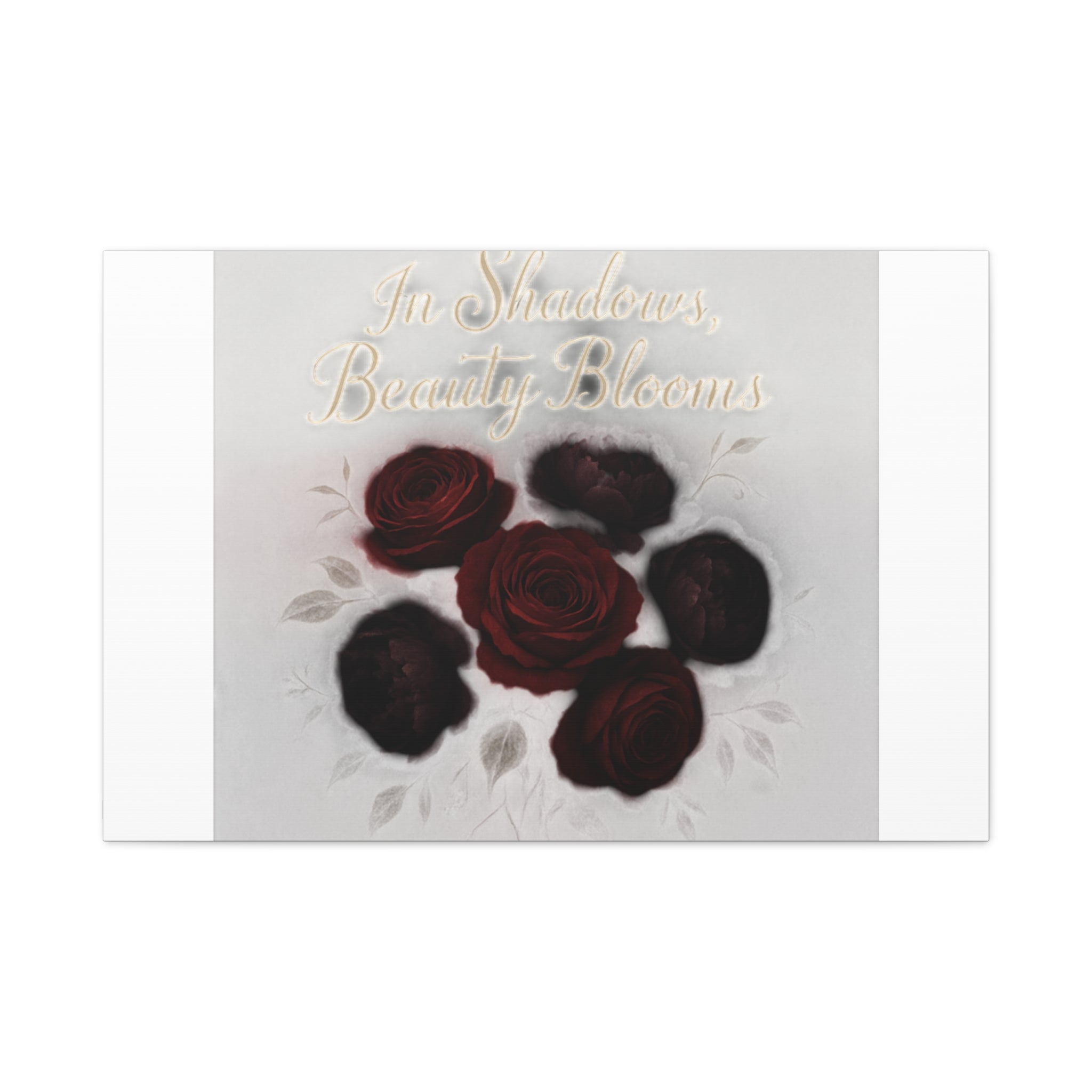 Canvas Wall Art - "In Shadows, Beauty Blooms" Dark Red Roses Stretched 1.25"