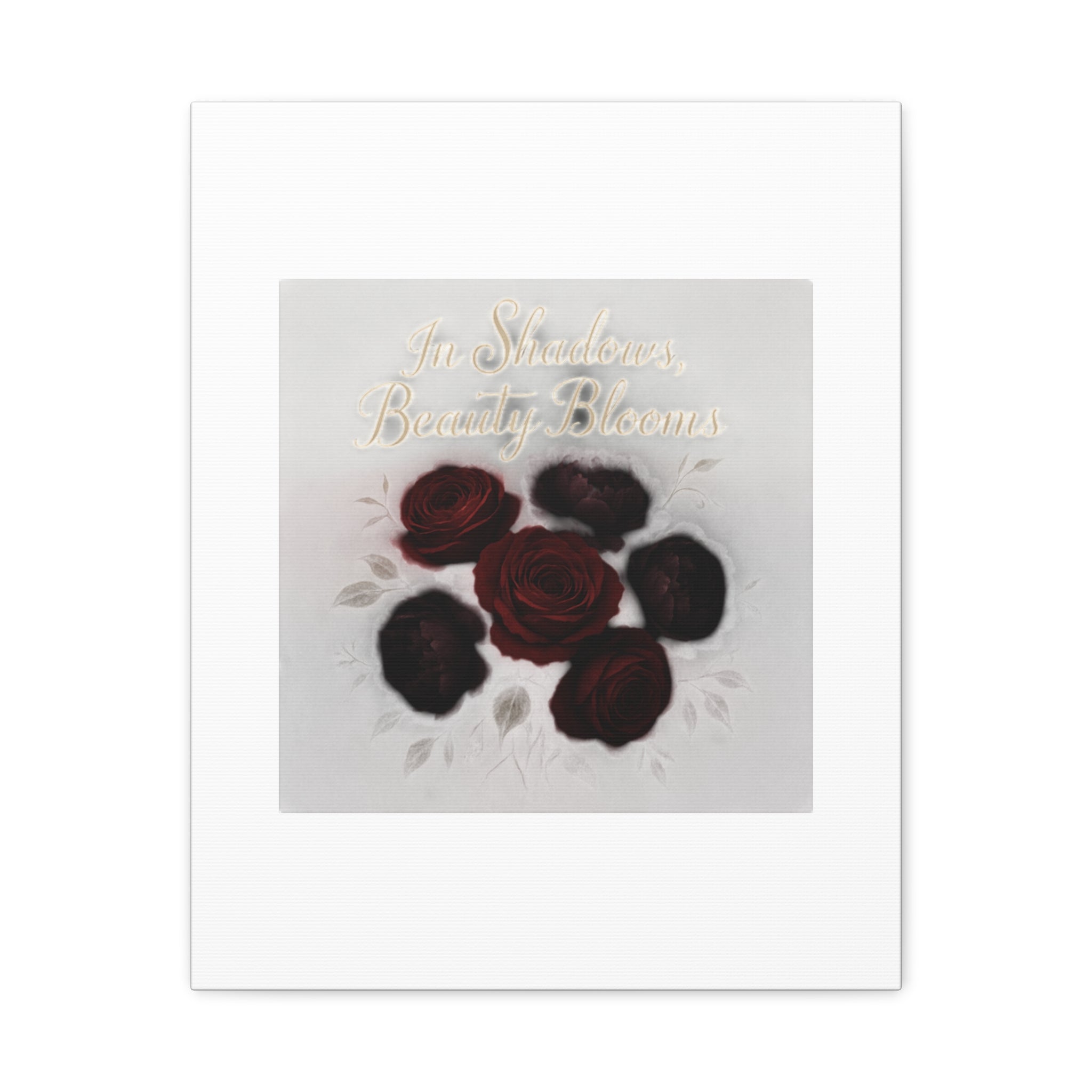 Canvas Wall Art - "In Shadows, Beauty Blooms" Dark Red Roses Stretched 1.25"