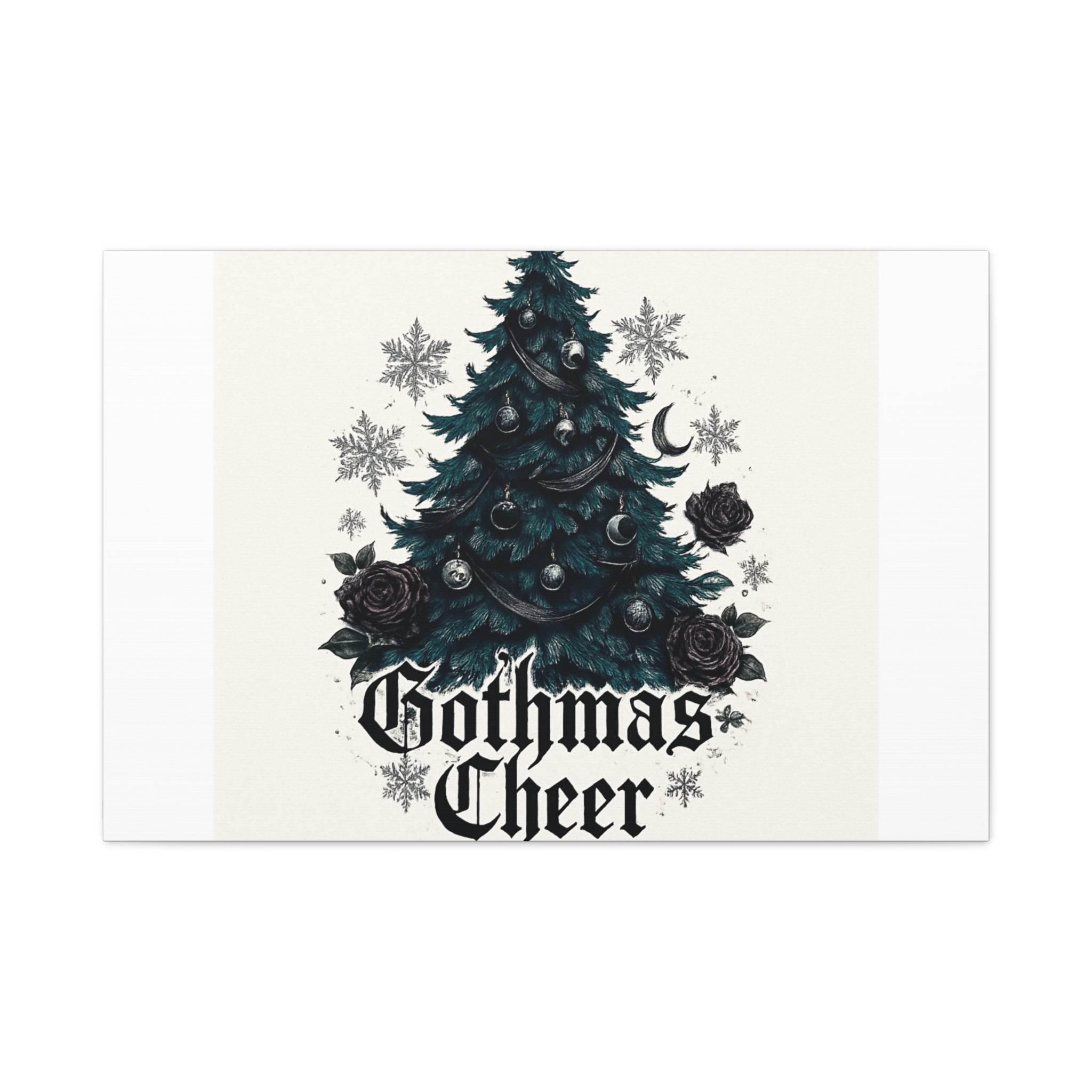 Gothmas Cheer Canvas Art — Gothic Christmas Tree Wall Decor