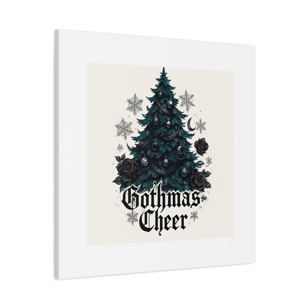 Gothmas Cheer Canvas Art — Gothic Christmas Tree Wall Decor