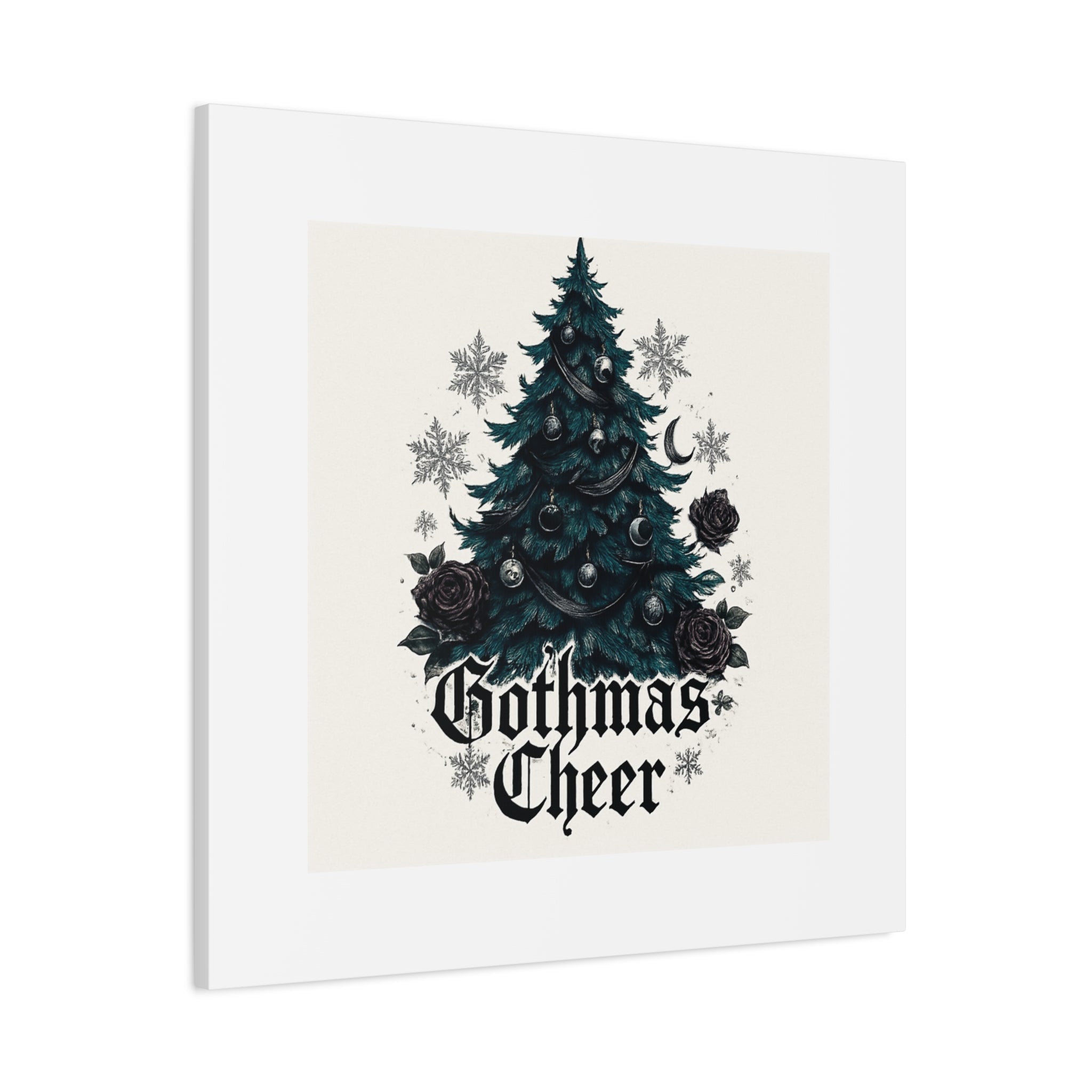 Gothmas Cheer Canvas Art — Gothic Christmas Tree Wall Decor