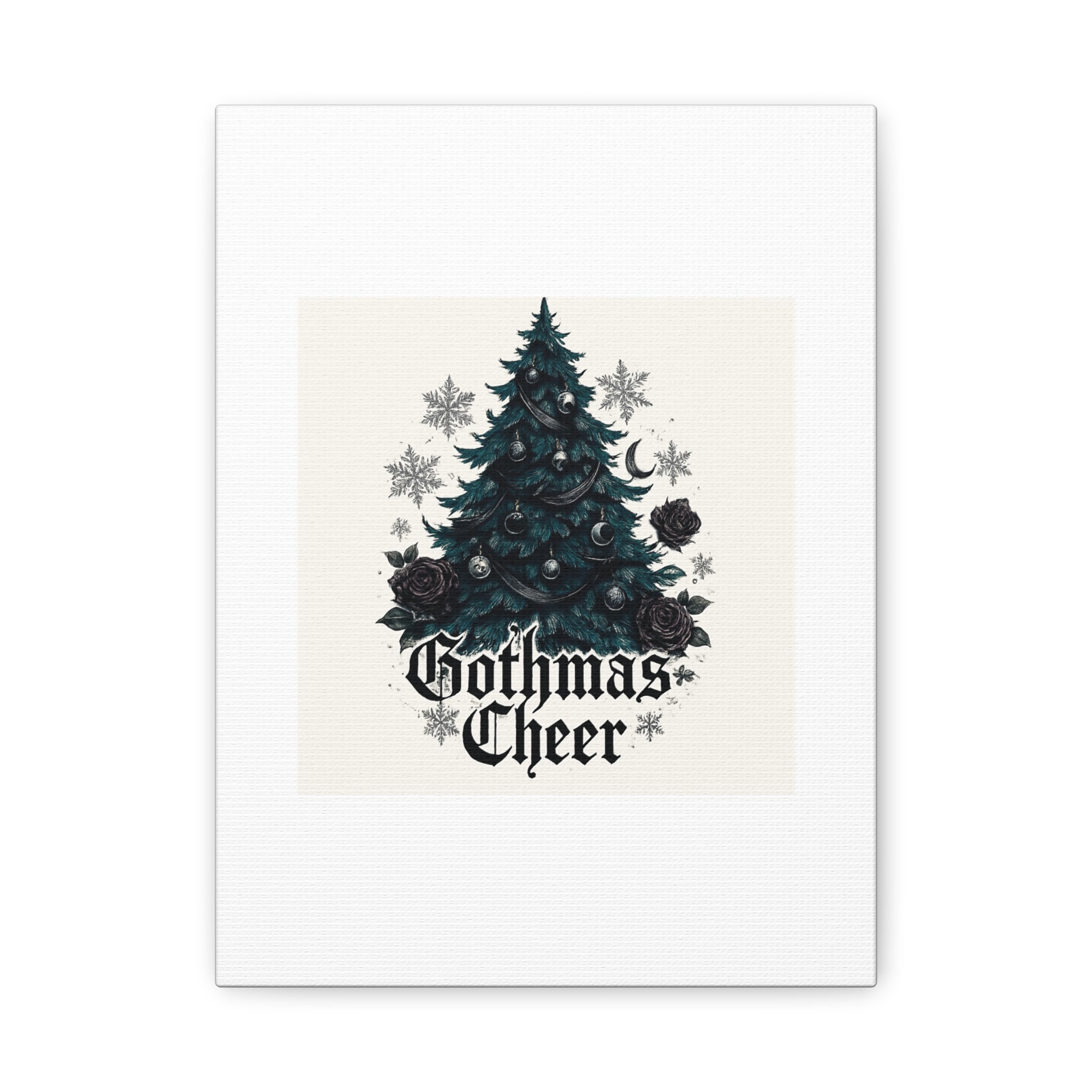 Gothmas Cheer Canvas Art — Gothic Christmas Tree Wall Decor