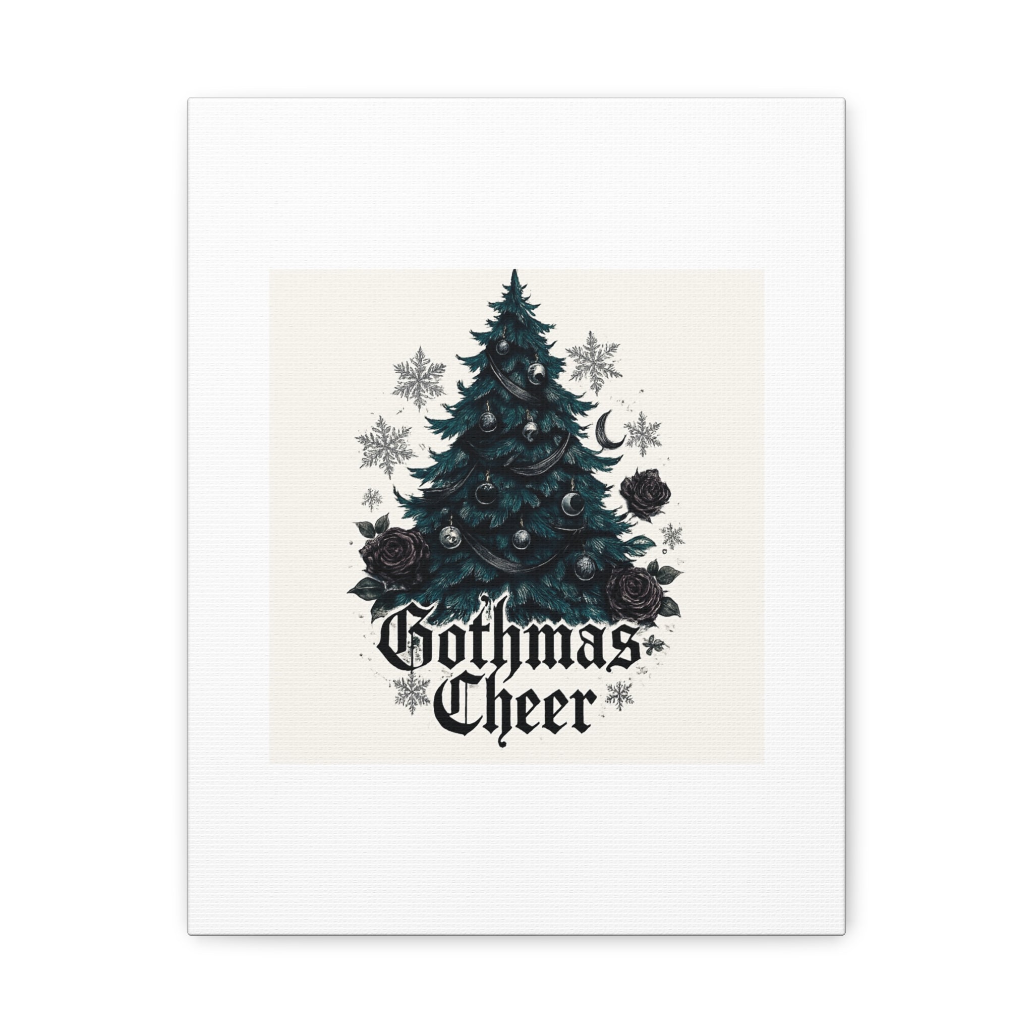 Gothmas Cheer Canvas Art — Gothic Christmas Tree Wall Decor