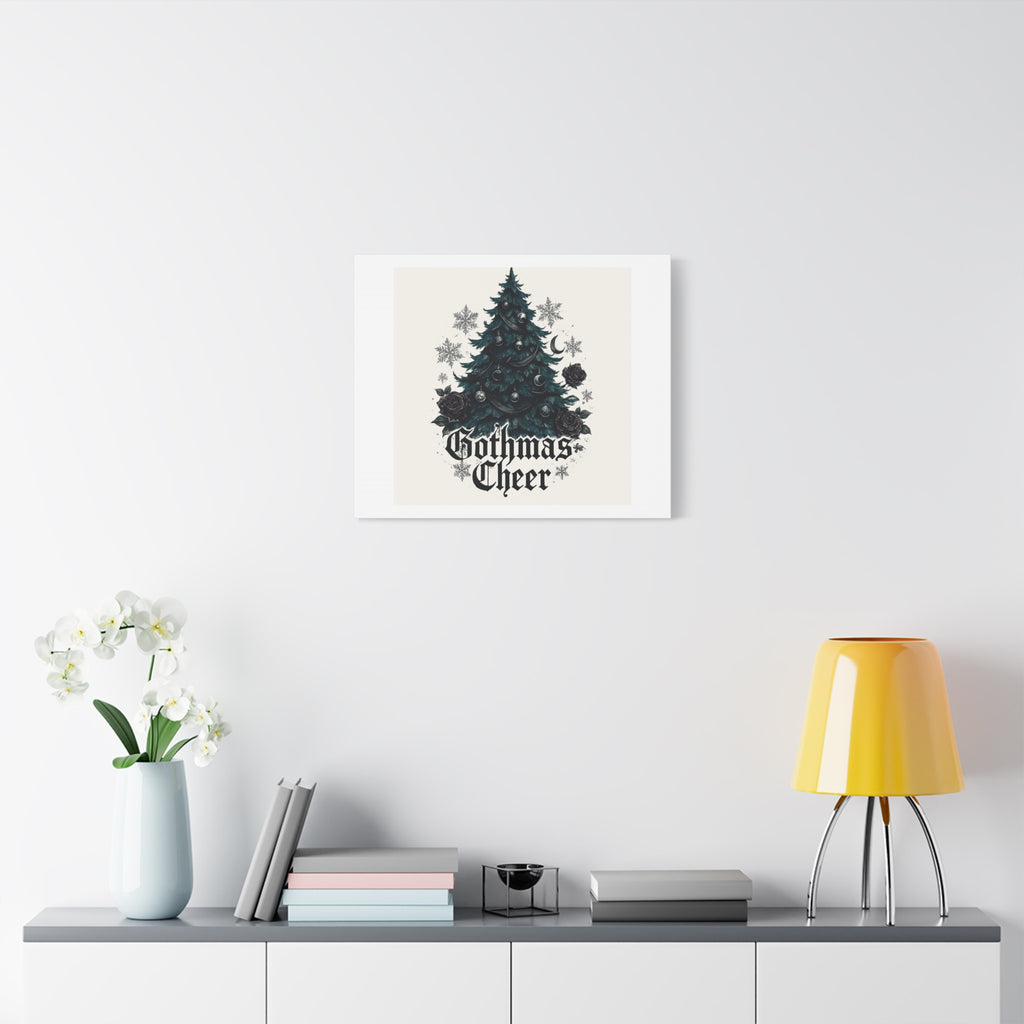 Gothmas Cheer Canvas Art — Gothic Christmas Tree Wall Decor