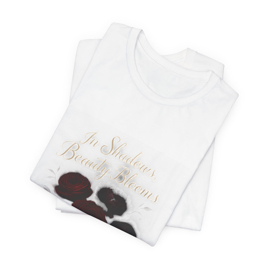 Floral Remembrance Tee — 'In Shadow, Bravery Grows' Short Sleeve Shirt